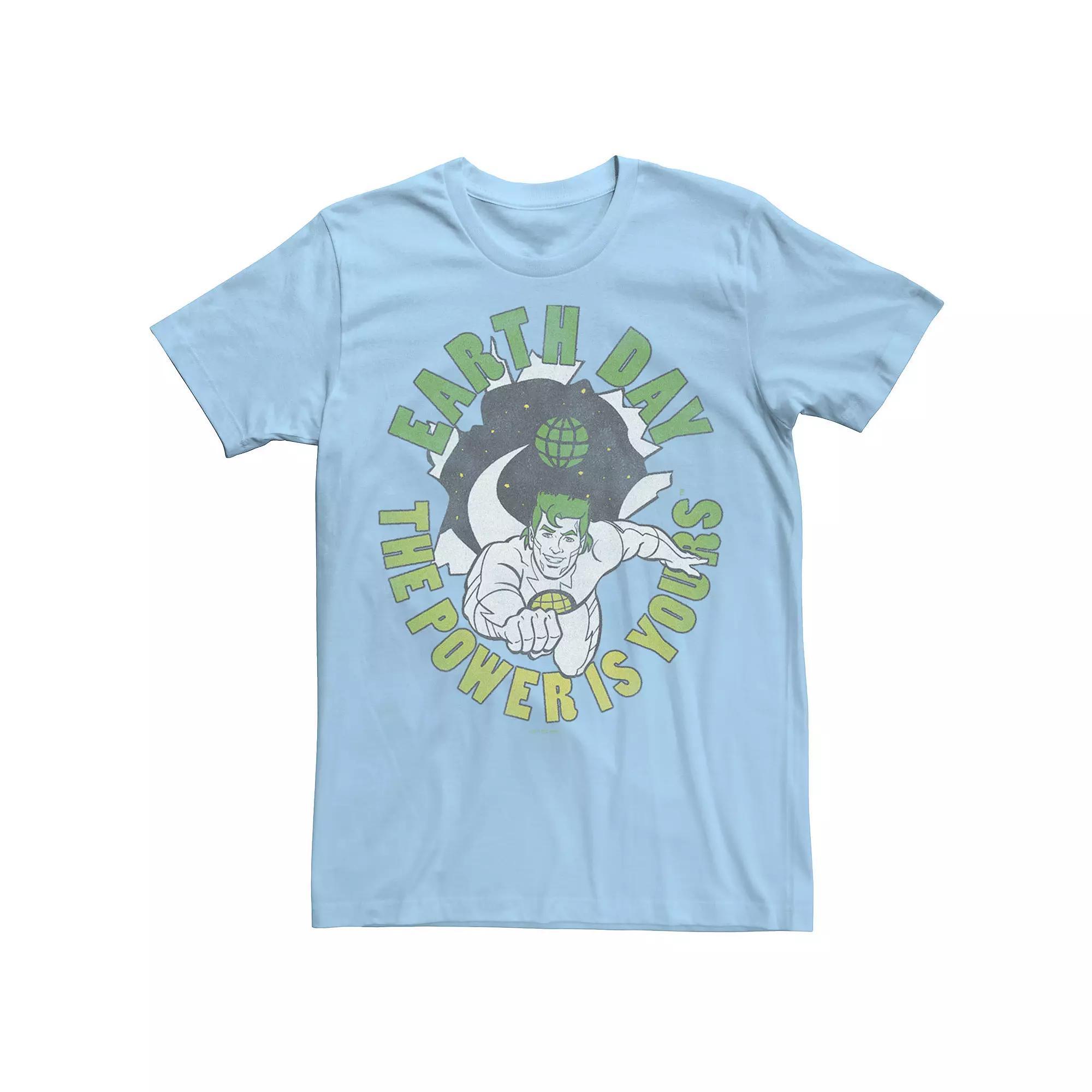 Men's Captain Planet and the Planateers Earth Day The Power Is Yours Tee, Size: Medium, Light Blue Product Image