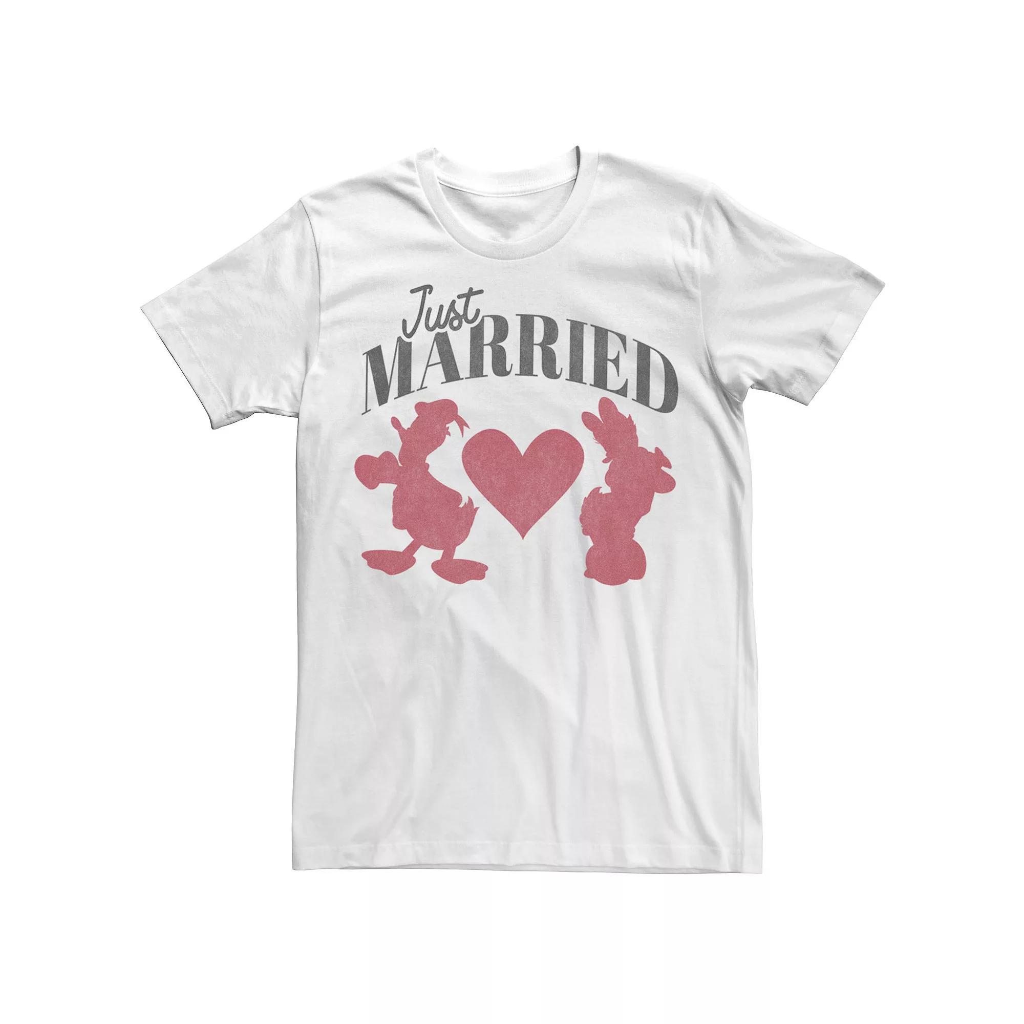 Disney's Mickey & Friends Donald & Daisy Men's Just Married Tee, Size: Large, White Product Image