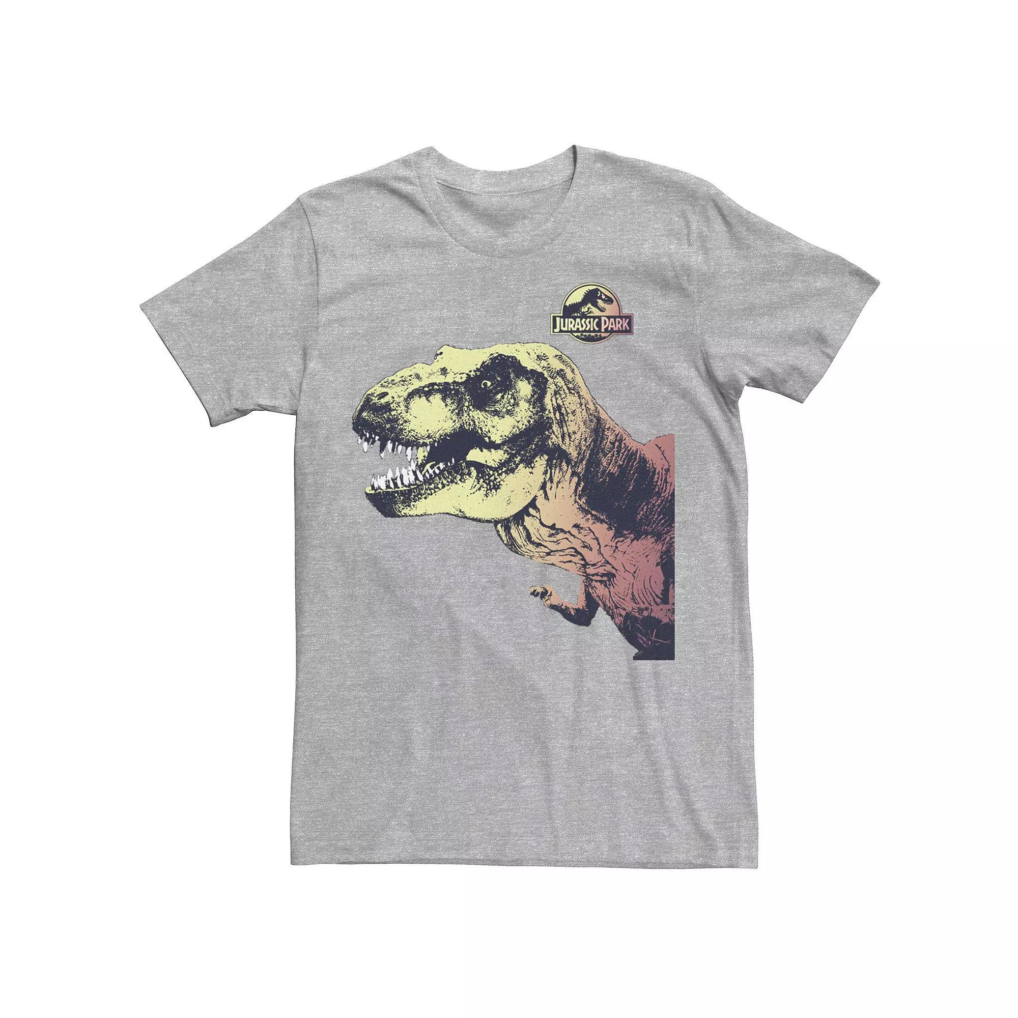 Men's Jurassic Park T-Rex Sunset Color Fil In Graphic Tee, Size: Medium, Athletic Grey Product Image