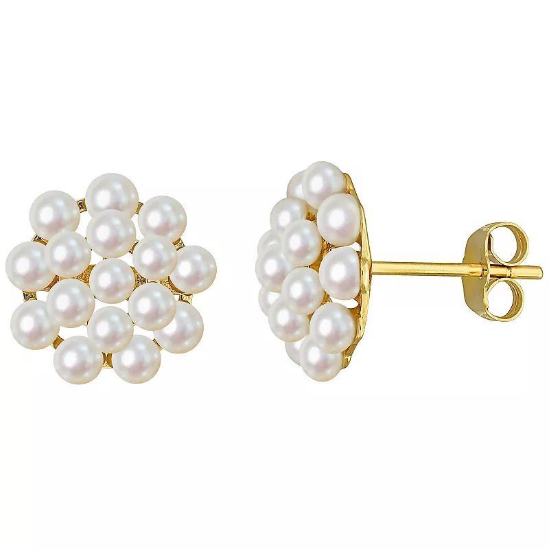 Stella Grace 14k Gold Freshwater Cultured Pearl Cluster Stud Earrings, Womens Product Image