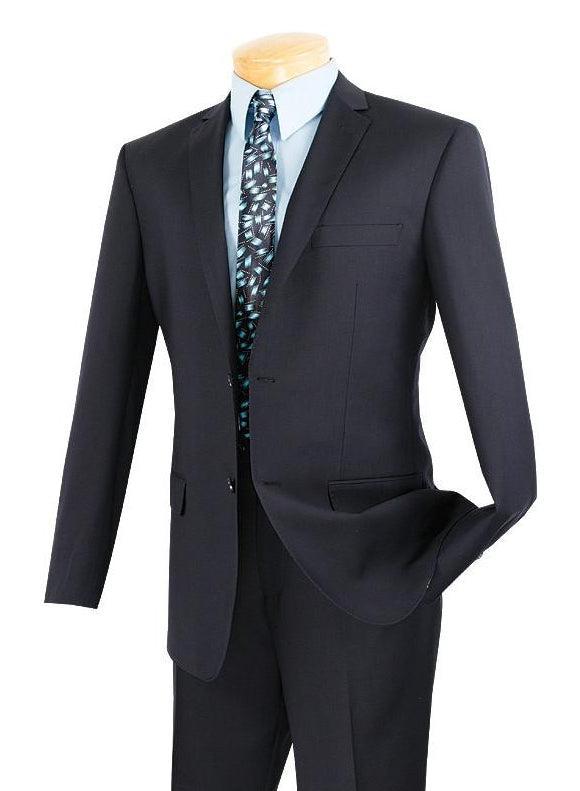 (40L, 40S, 42R, 48L, 48R) Slim Fit Men's Suit 2 Piece 2 Button in Black Male Product Image