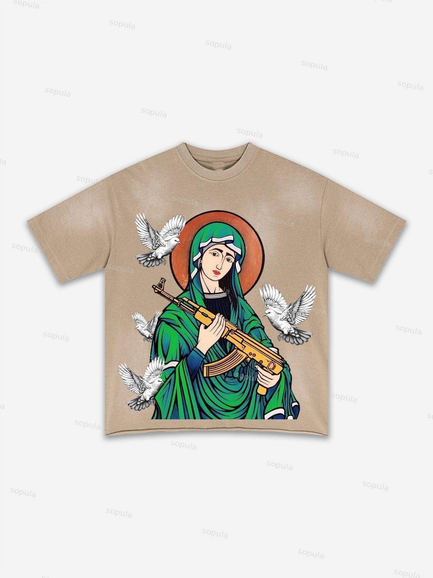 Lips Graphic Print Washed T-shirt Product Image