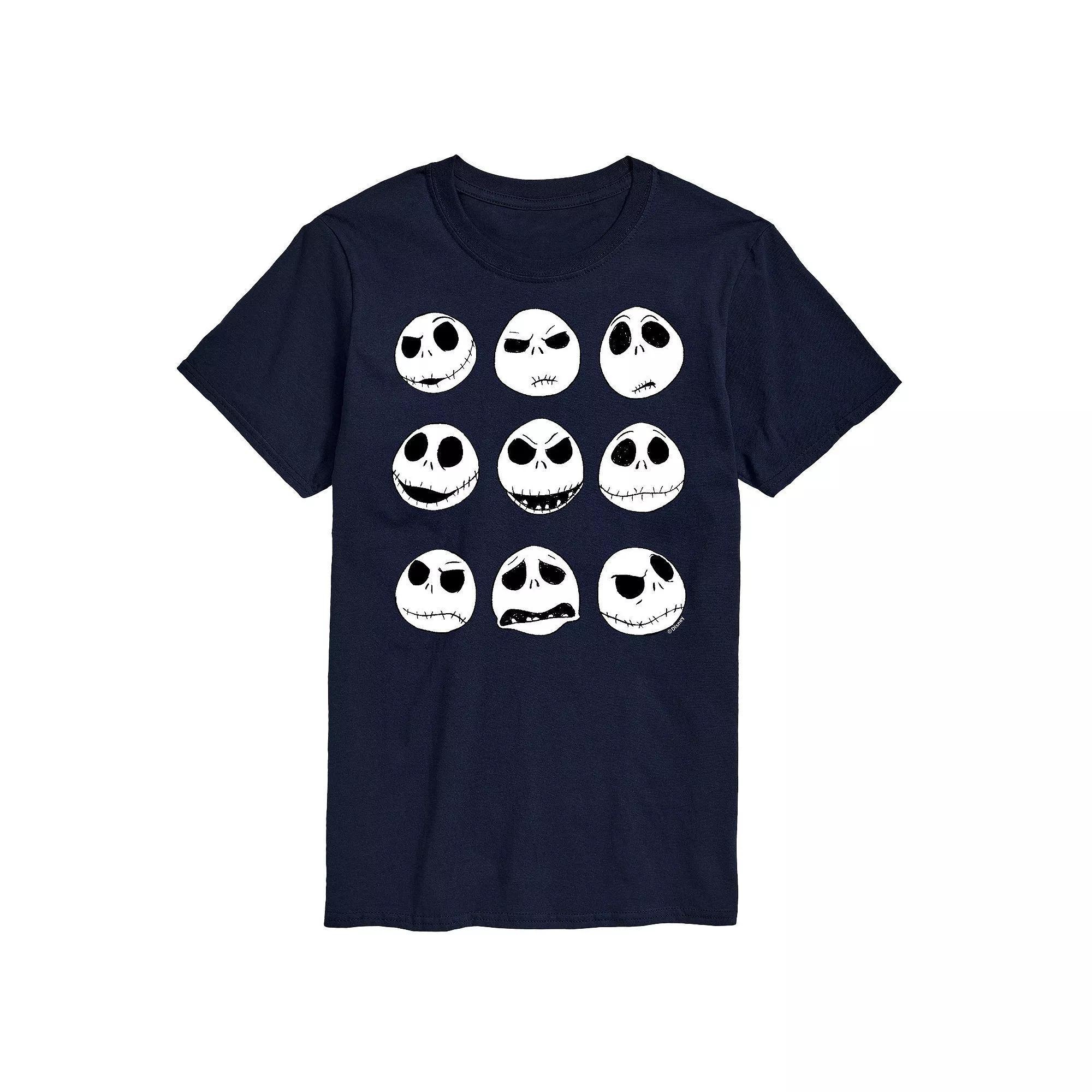 Disneys The Nightmare Before Christmas Jack Skellington Mens Grid Graphic Tee Grey Military Green Product Image