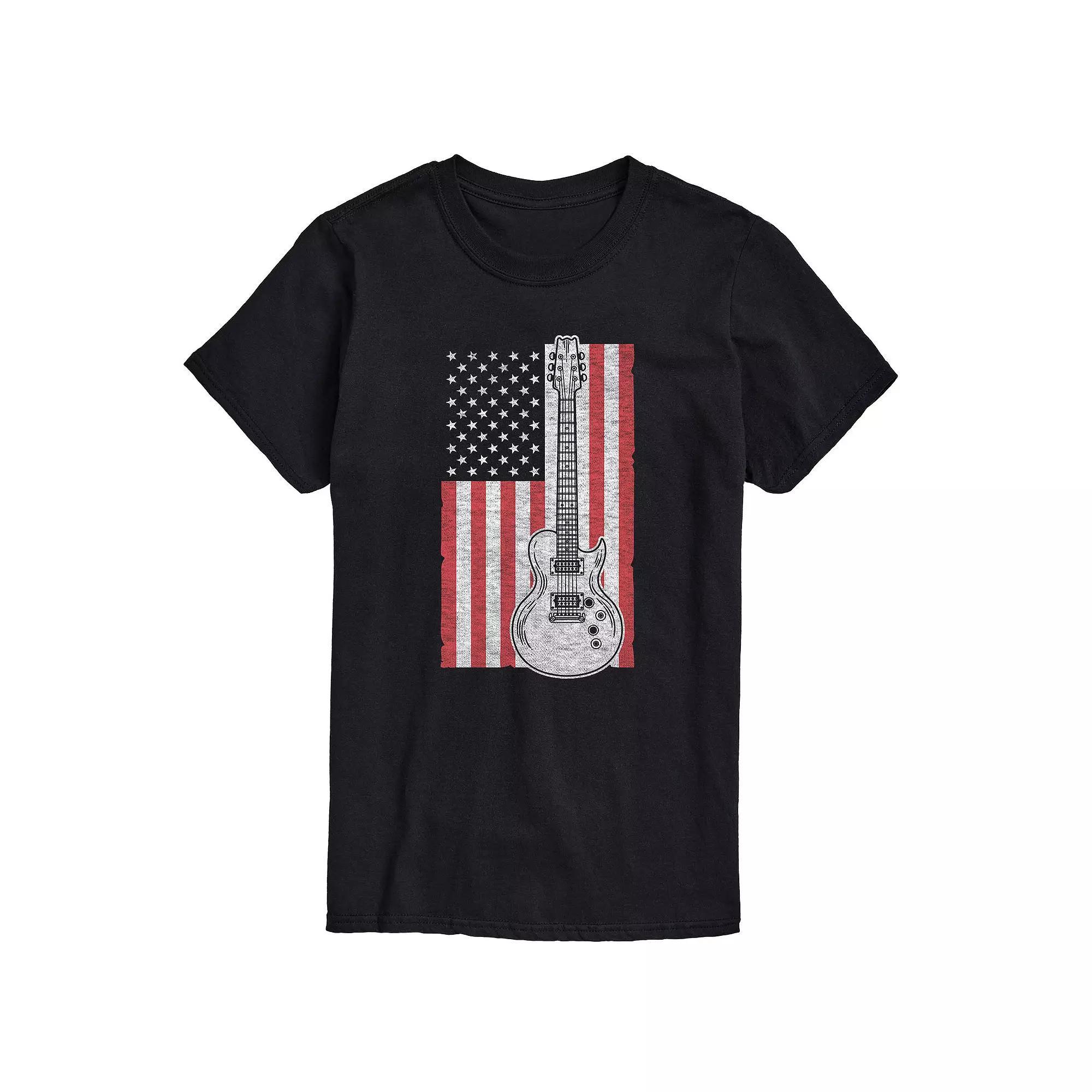 Big & Tall USA Flag Guitar Graphic Tee, Mens Product Image