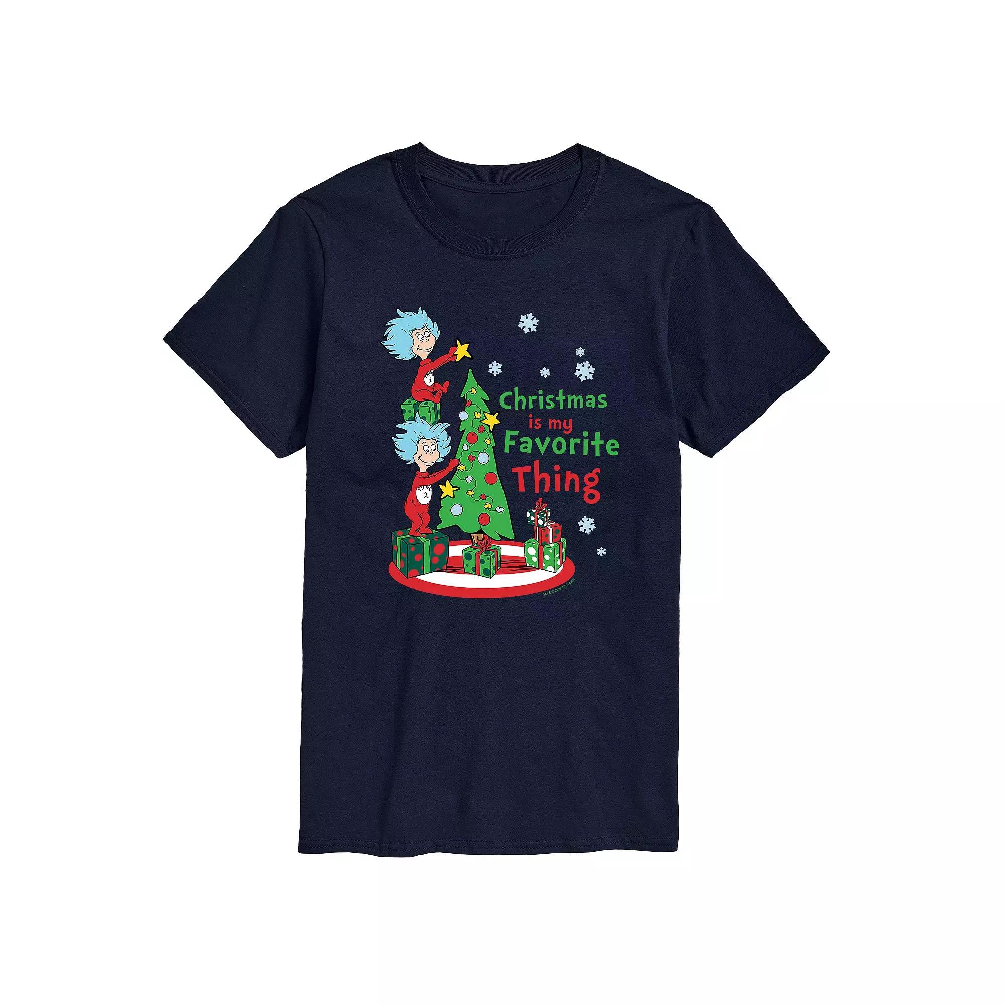 Mens Dr. Seuss Christmas is my Favorite Thing Tee Blue Product Image