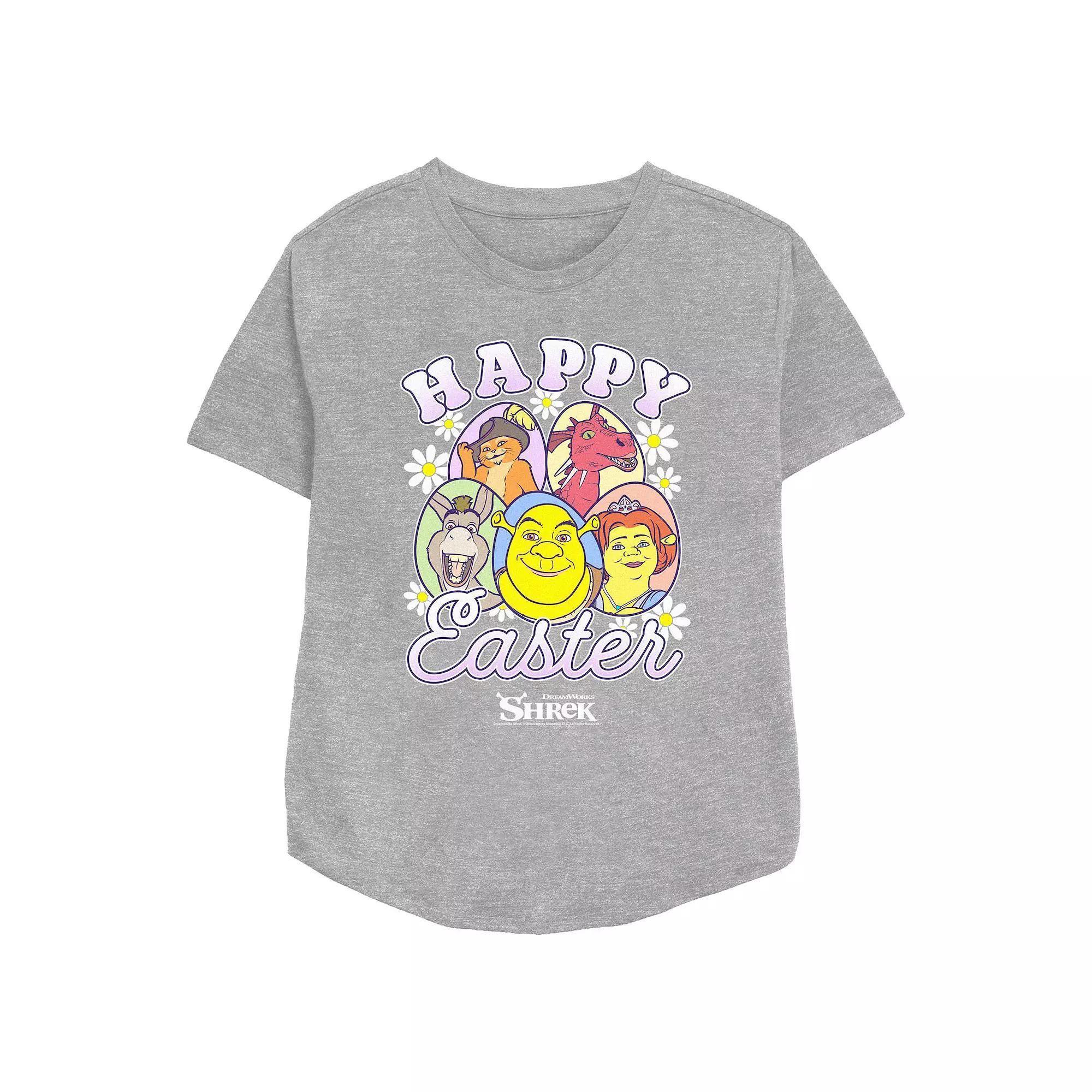 Women's Shrek Happy Easter Relaxed Fit Graphic Tee, Size: XL, Athletic Grey Product Image