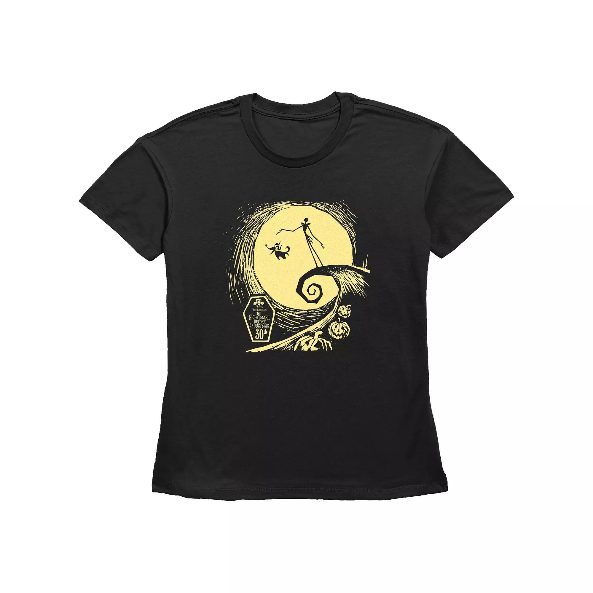 Disney's The Nightmare Before Christmas Jack Skellington Spiral Hill Women's Graphic Tee, Size: XL, Black Product Image