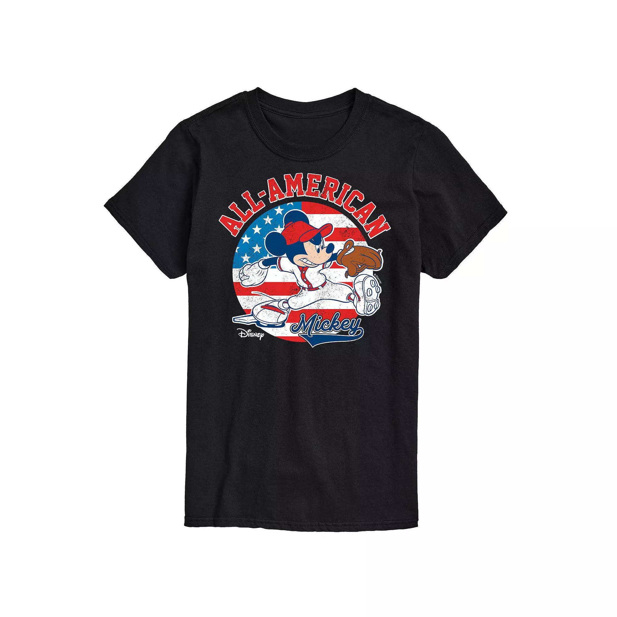 Disney's Mickey Mouse Big & Tall Americana Baseball Graphic Tee, Men's, Size: 4XB, Gray Product Image