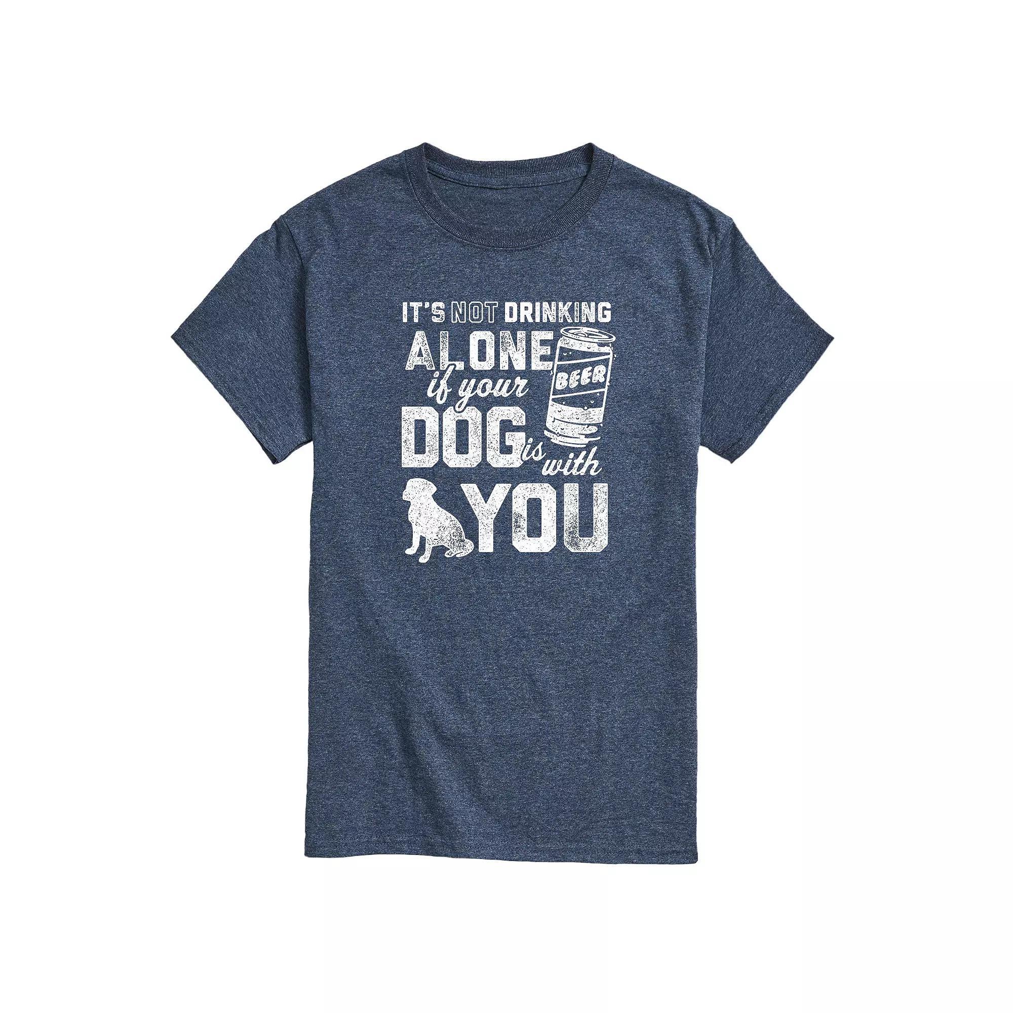 Mens Drinking Alone Dog Graphic Tee Product Image
