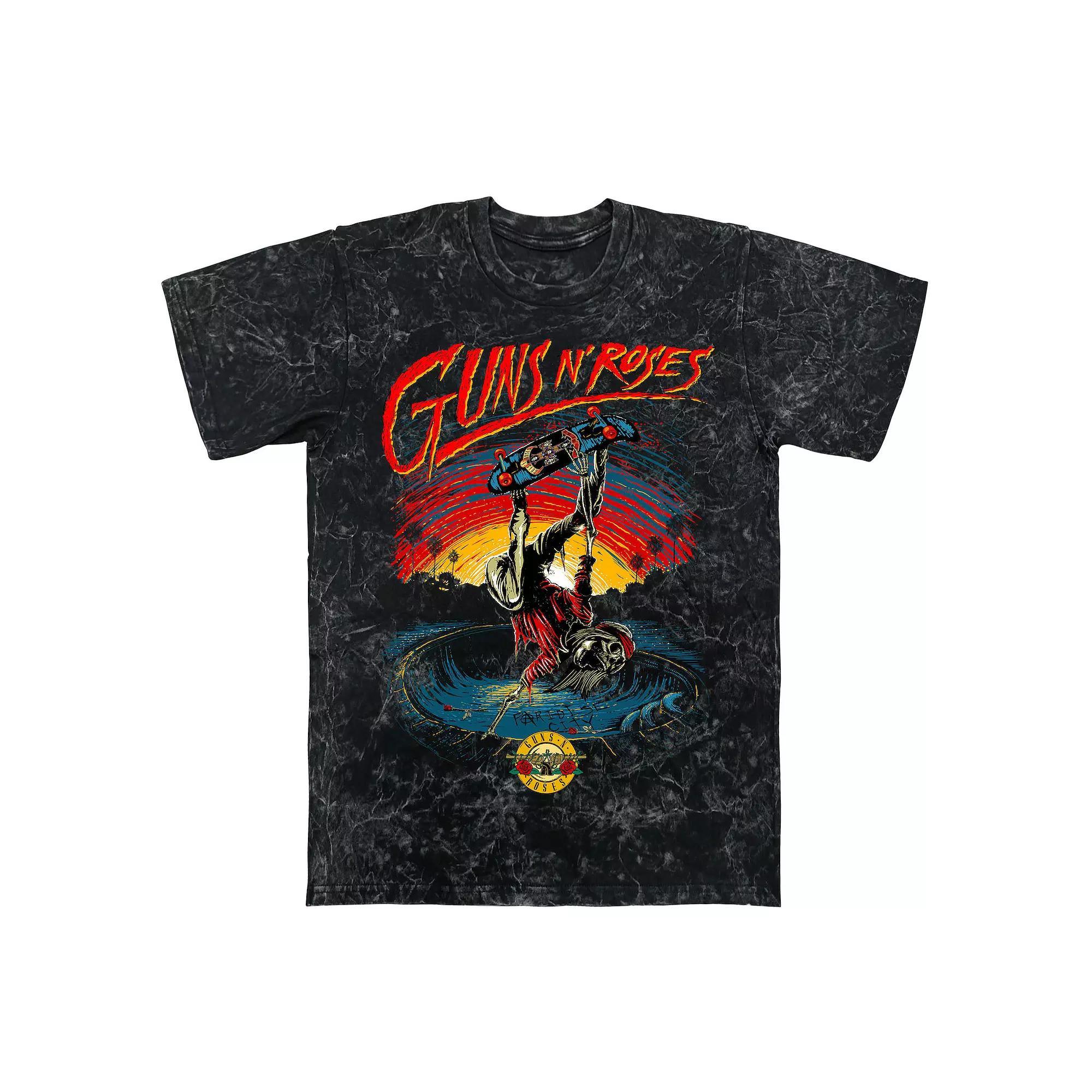 Men's Guns N' Roses Skate Skeleton Graphic Tee, Size: XXL, Black Mineral Wash Product Image