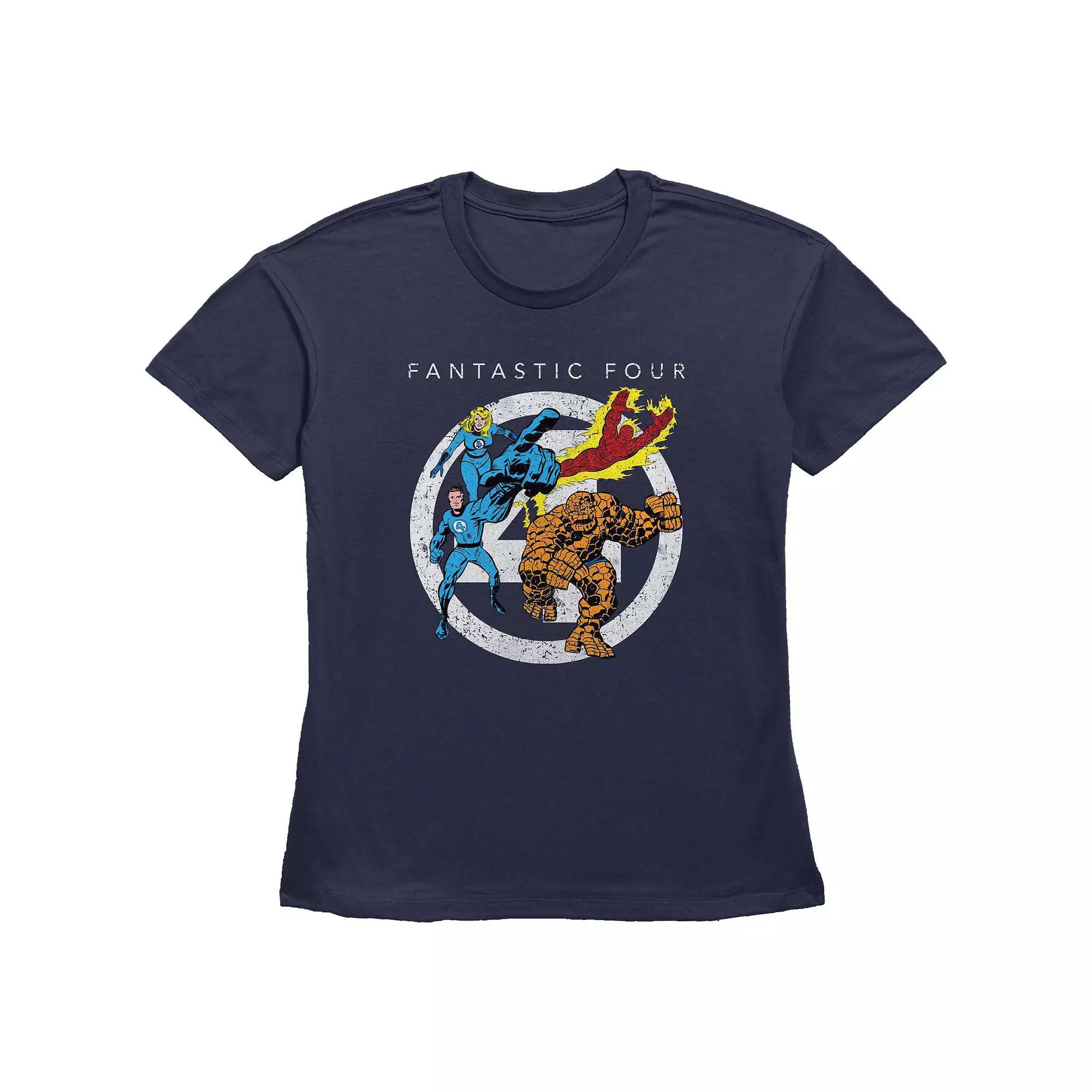 Women's Marvel Fantastic Four Classic Poster Graphic Tee, Size: Small, Blue Product Image