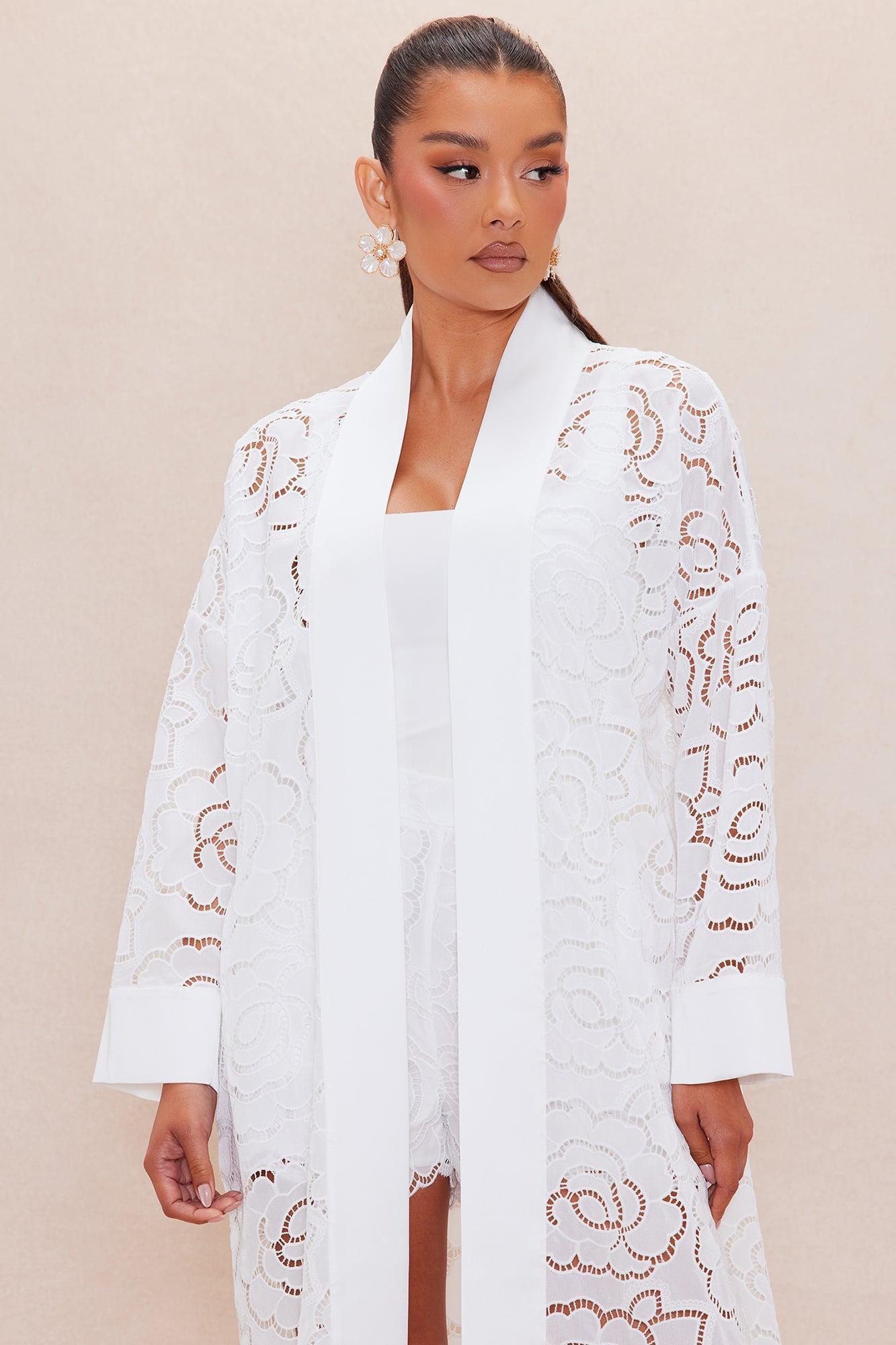 Carolina Embroidered Kimono  - White Product Image