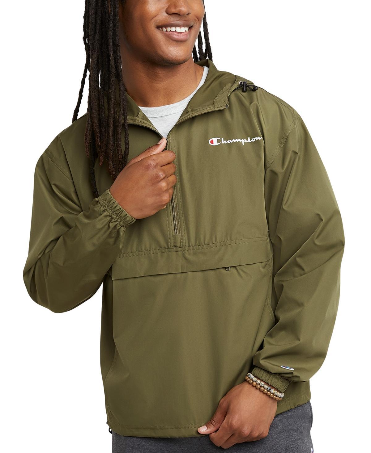Mens Champion Stadium Packable Jacket, Script Logo Cargo Olive S Product Image