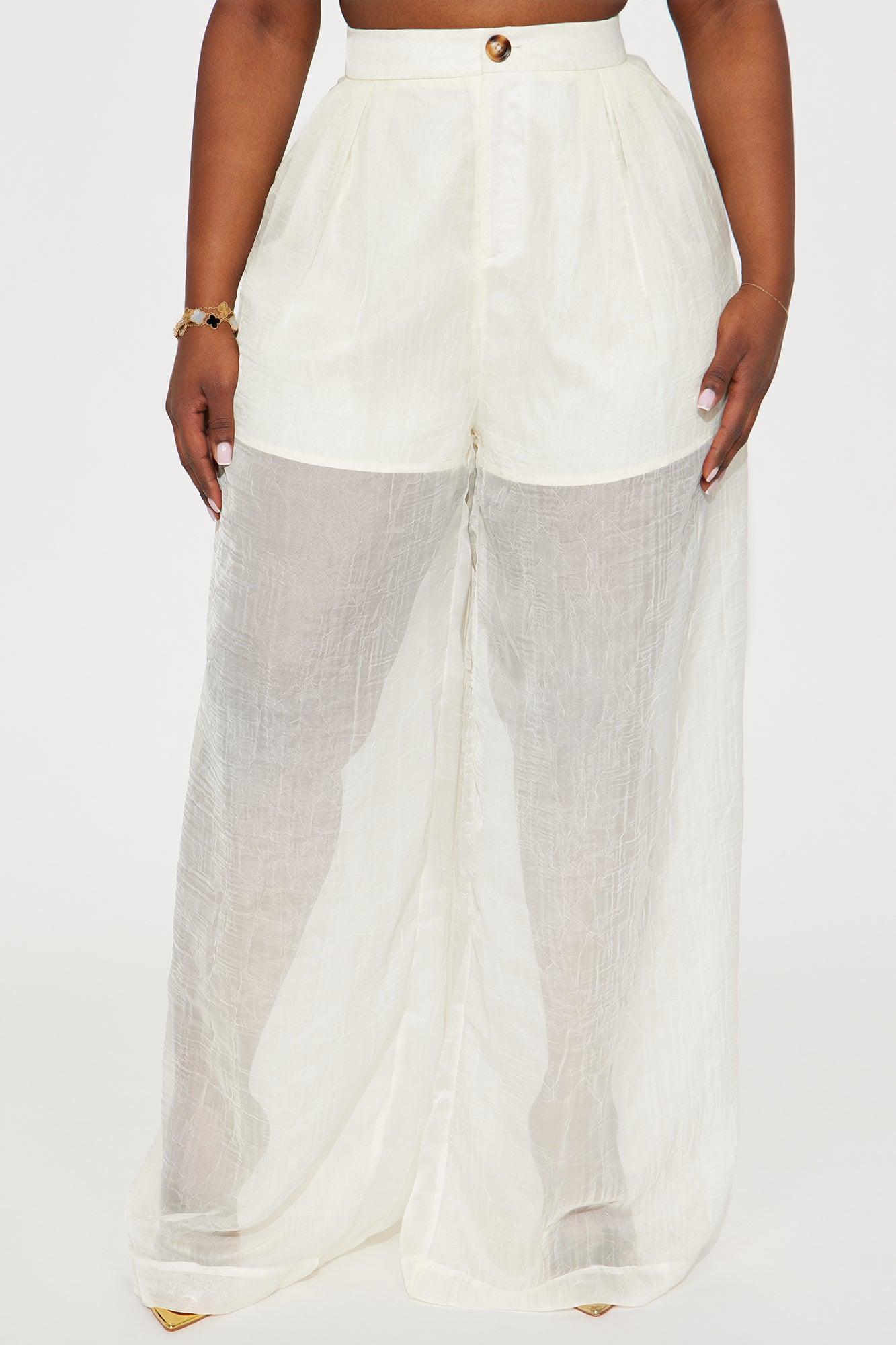 Hollie Wide Leg Organza Pant - Cream Product Image