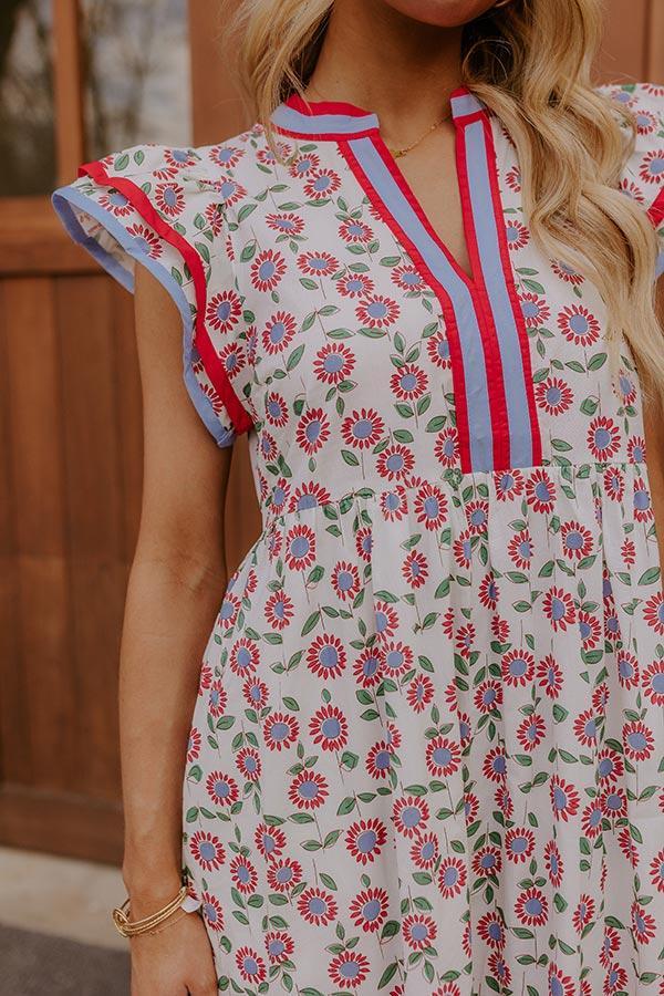 Picnic Ready Floral Midi Dress in Red Product Image