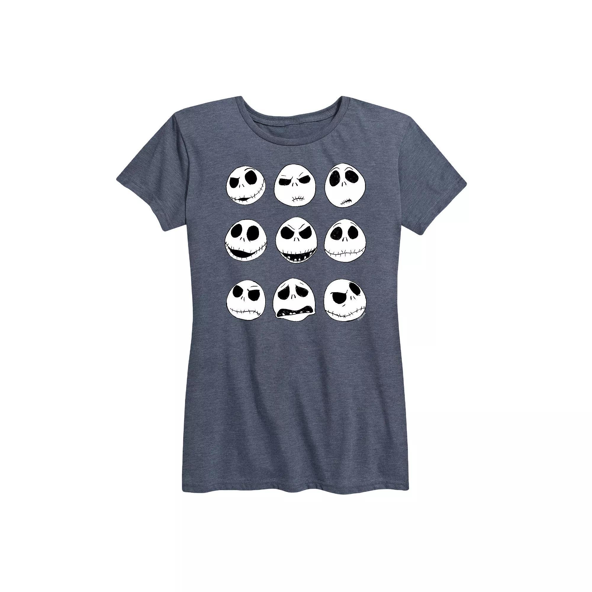 Disneys Nightmare Before Christmas Womens Jack Faces Graphic Tee, Girls Product Image