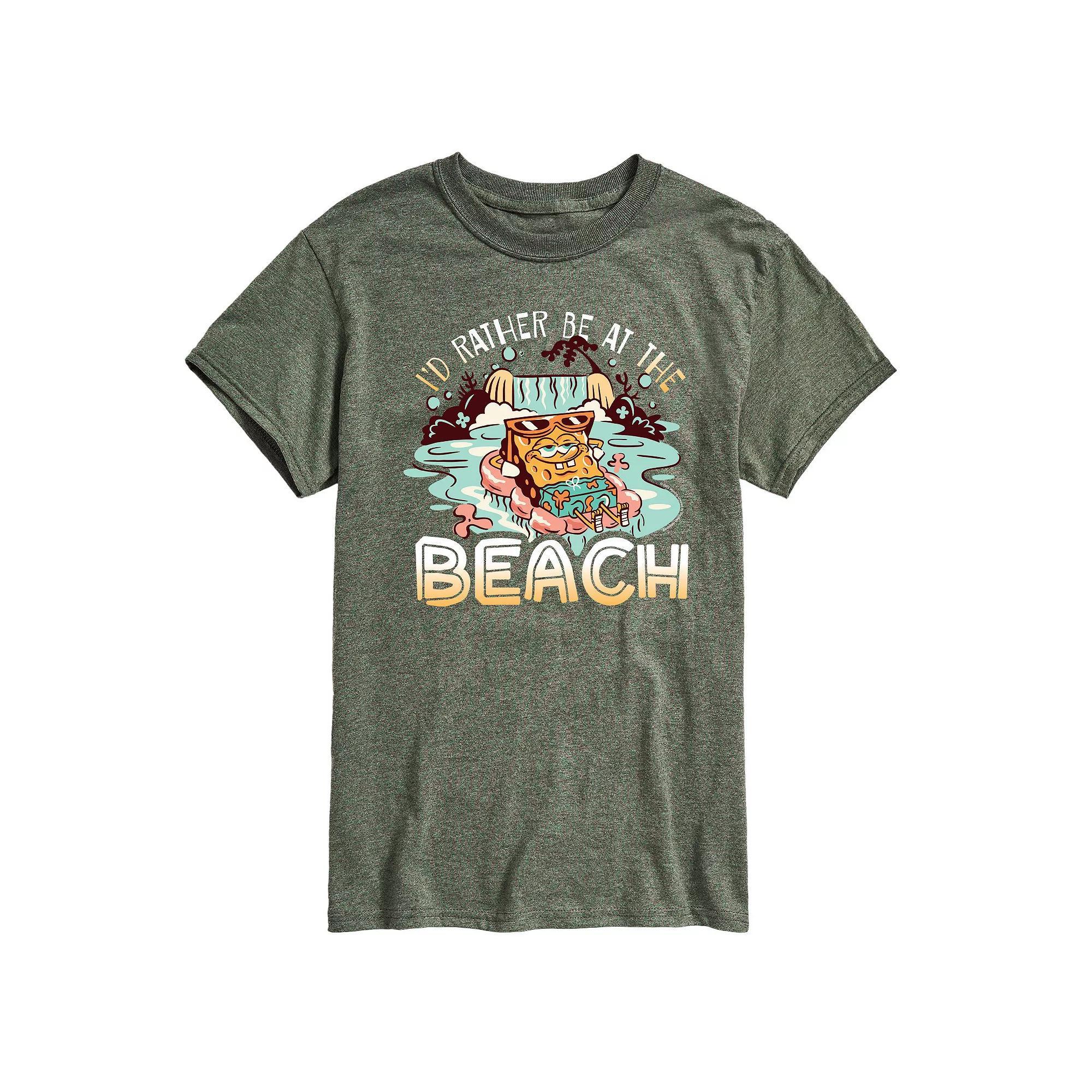Mens SpongeBob SquarePants Beach Graphic Tee Grey Green Product Image