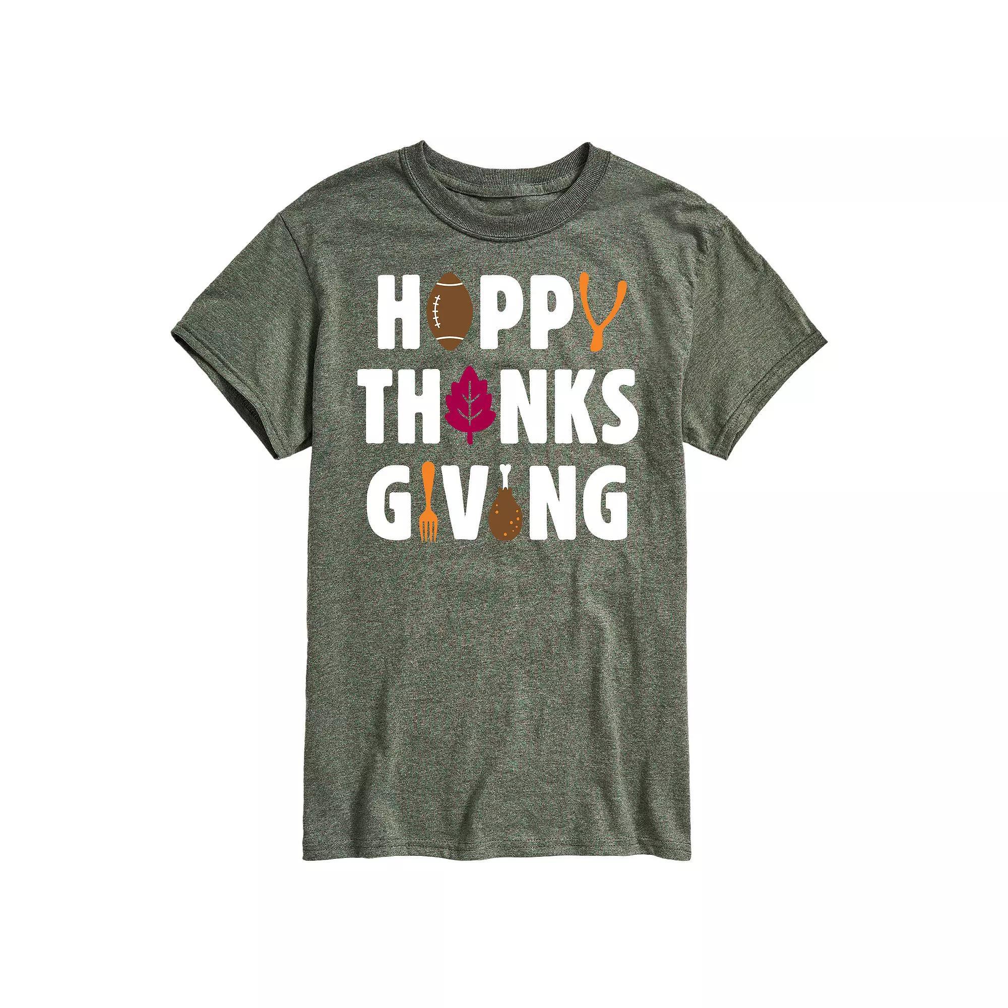 Men's Happy Thanksgiving Icons Graphic Tee, Size: XL, Green Product Image