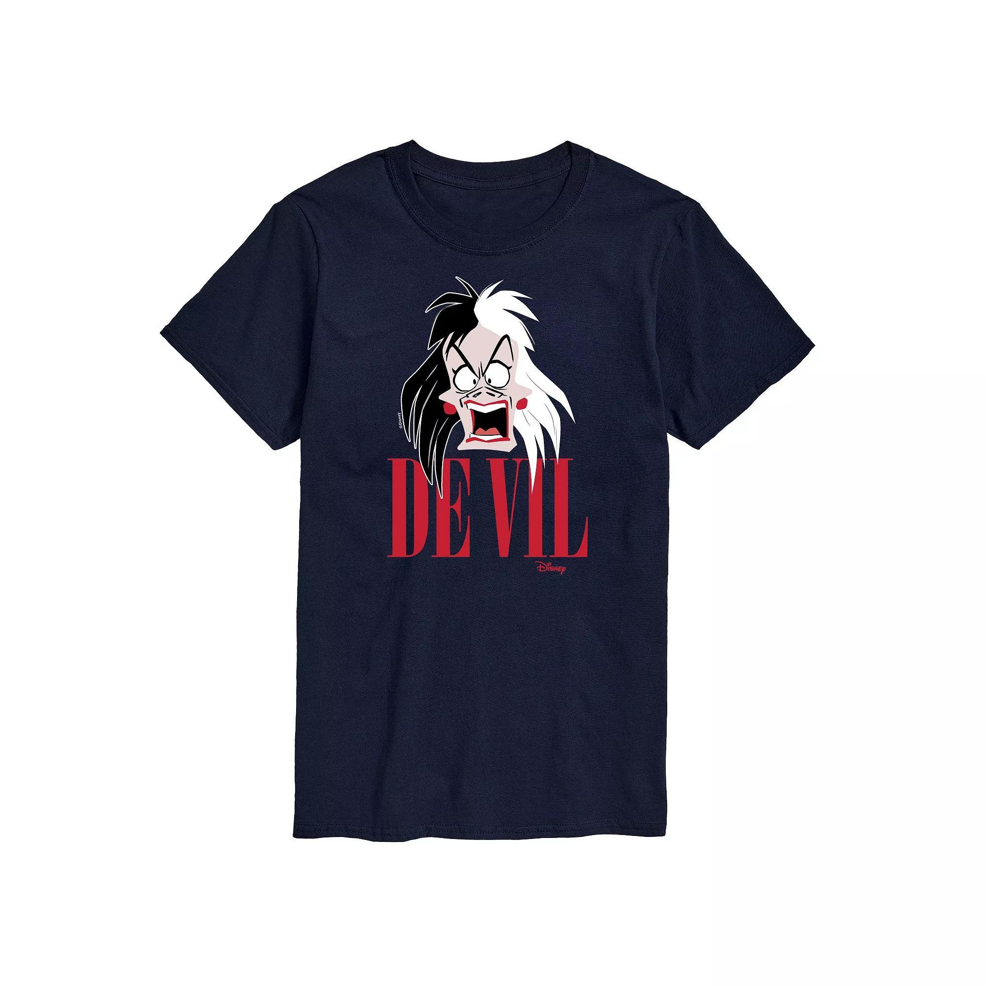 Disney Villains De Vil Mens Graphic Tee Blue Product Image