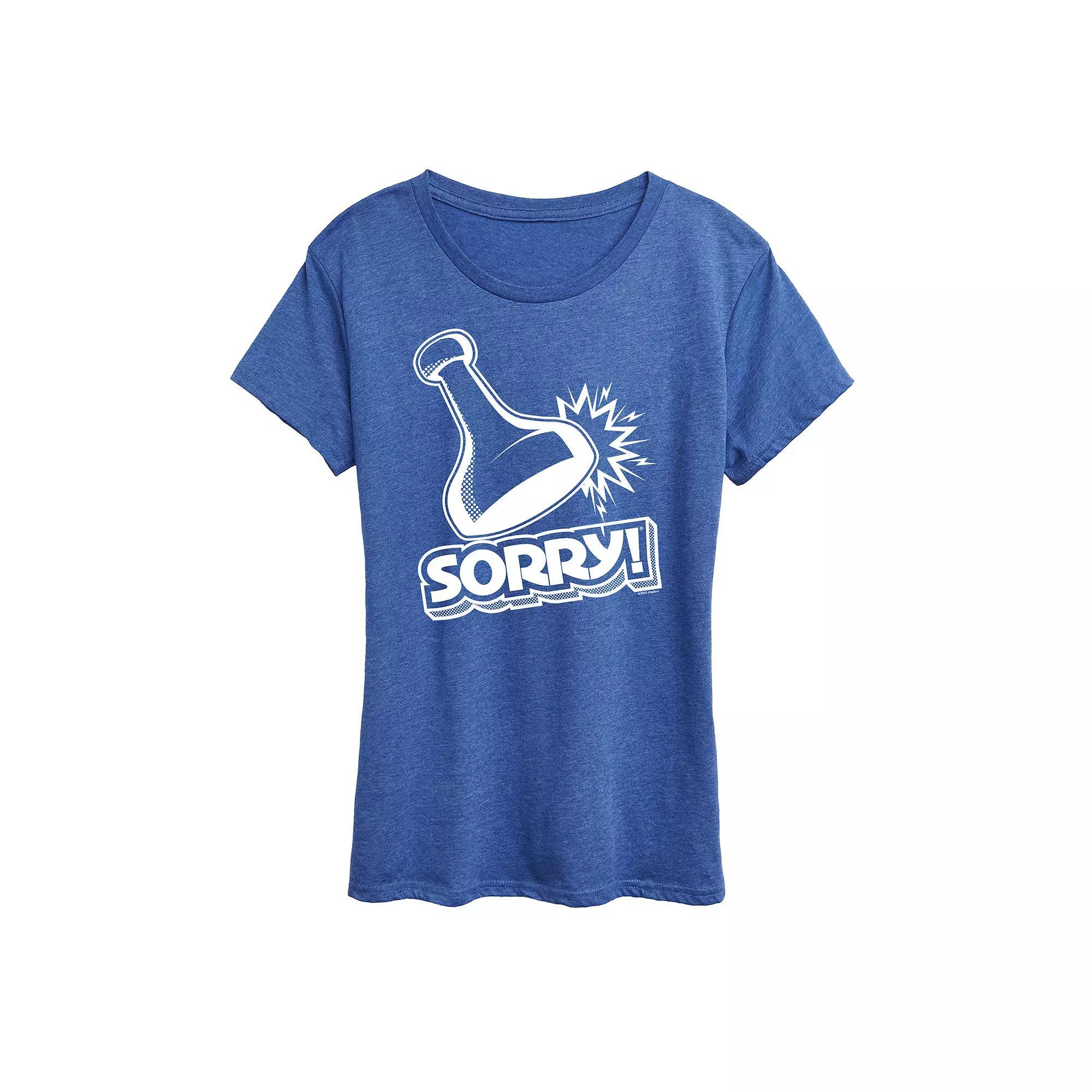 Womens Sorry Game Piece Graphic Tee by Hasbro Grey Red Product Image