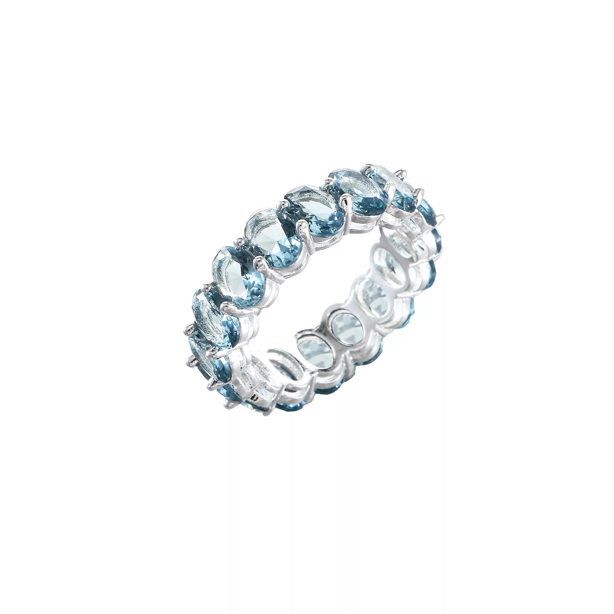 City Luxe Crystal Eternity Band Ring, Women's, Size: 8, December Silver Tone Product Image