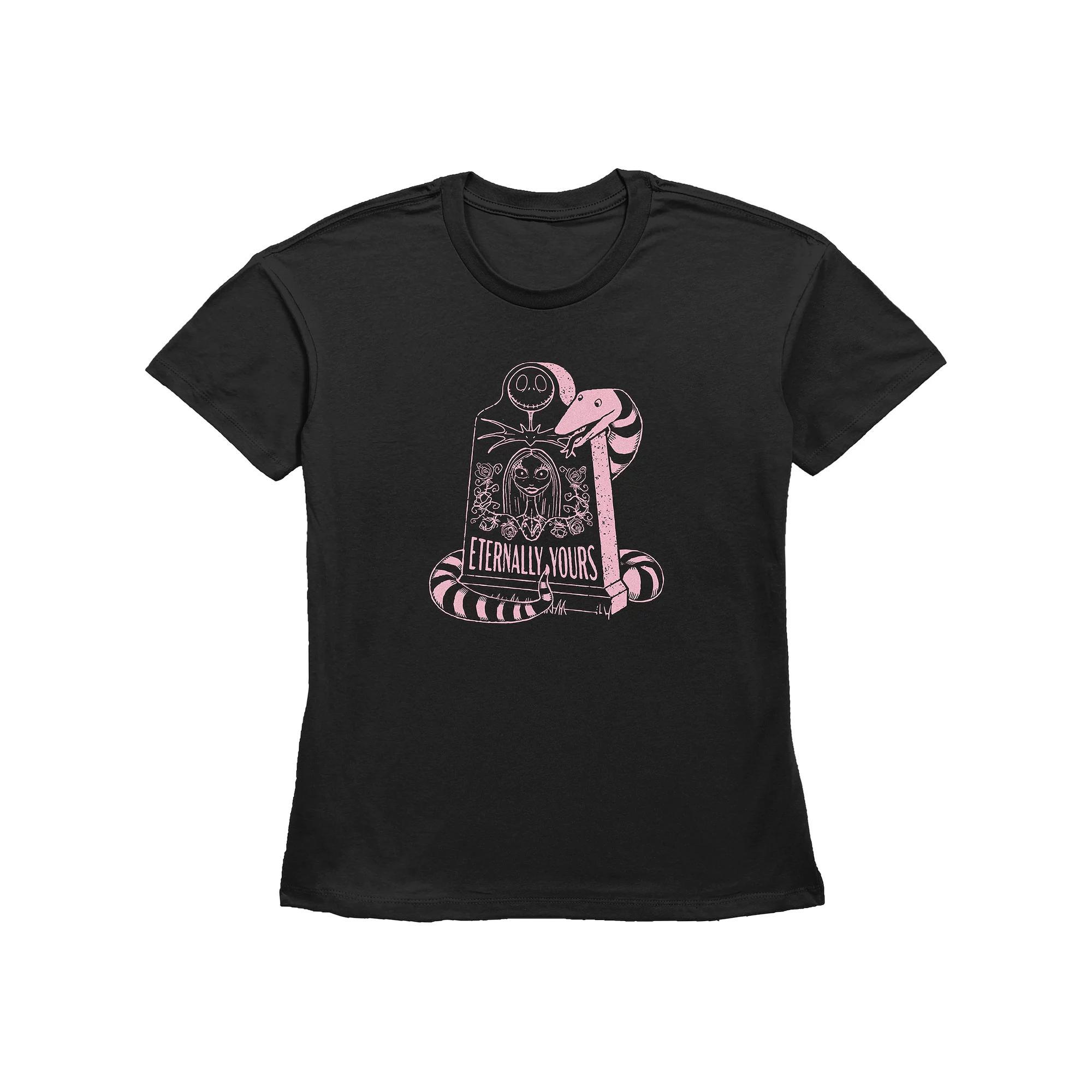 Disney's The Nightmare Before Christmas Jack Skellington And Sally Eternally Yours Gravestone Women's Graphic Tee, Size: Large, Black Product Image