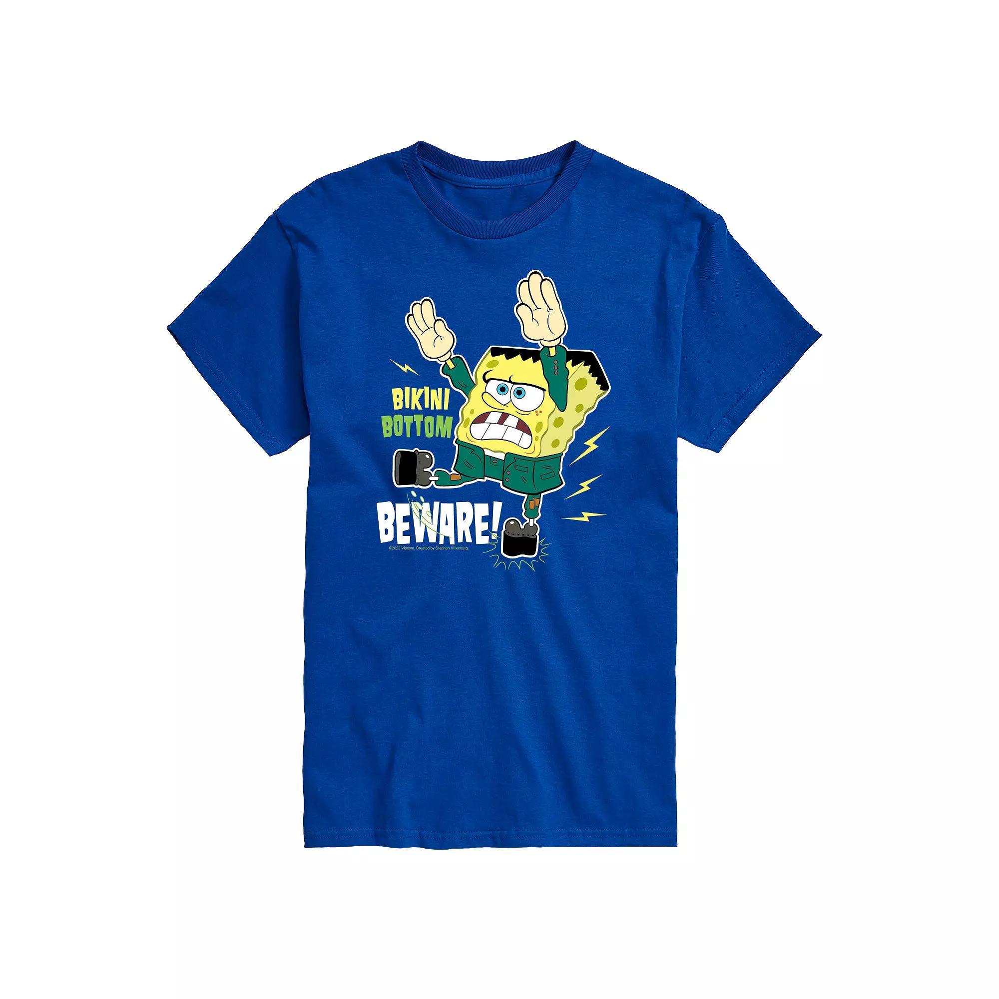 Big & Tall Spongebob Bikini Bottom Beware Graphic Tee, Mens Product Image