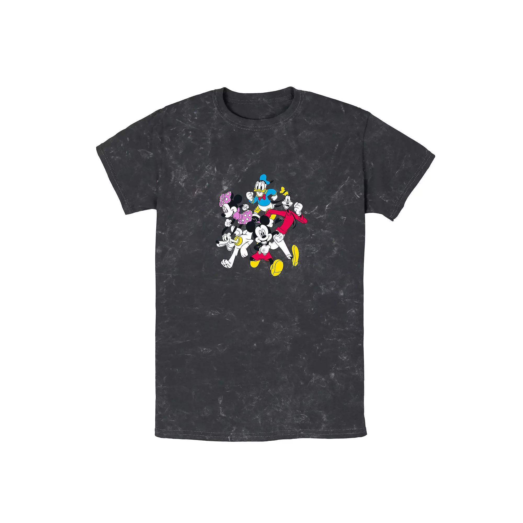 Men's Disney Mickey & Friends Group Shot Simple Bomabrd Wash Tee, Size: Medium, Black Product Image