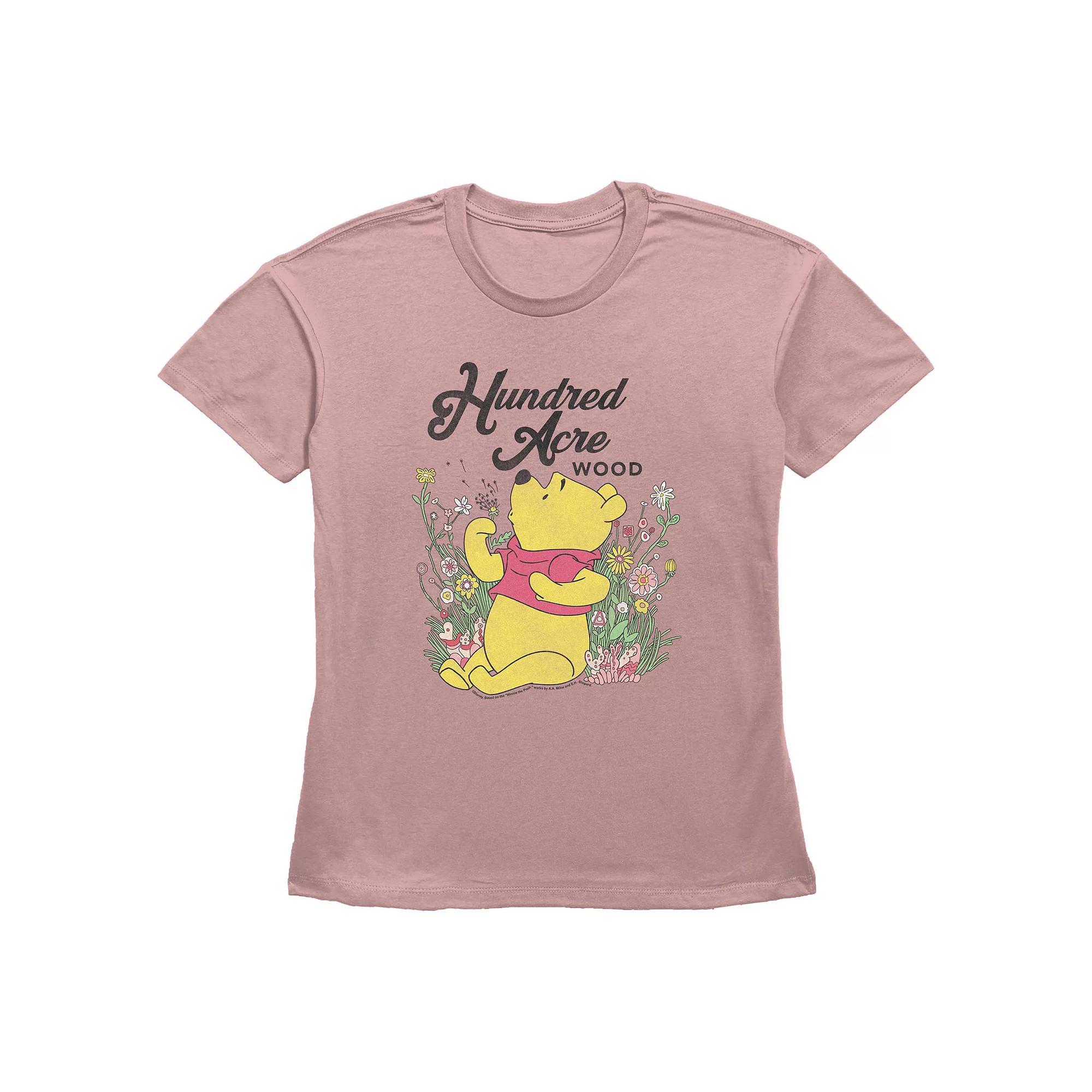 Disney's Winnie The Pooh Hundred Acre Wood Blowing Dandelions Women's Graphic Tee, Size: Small, Desert Pink Product Image