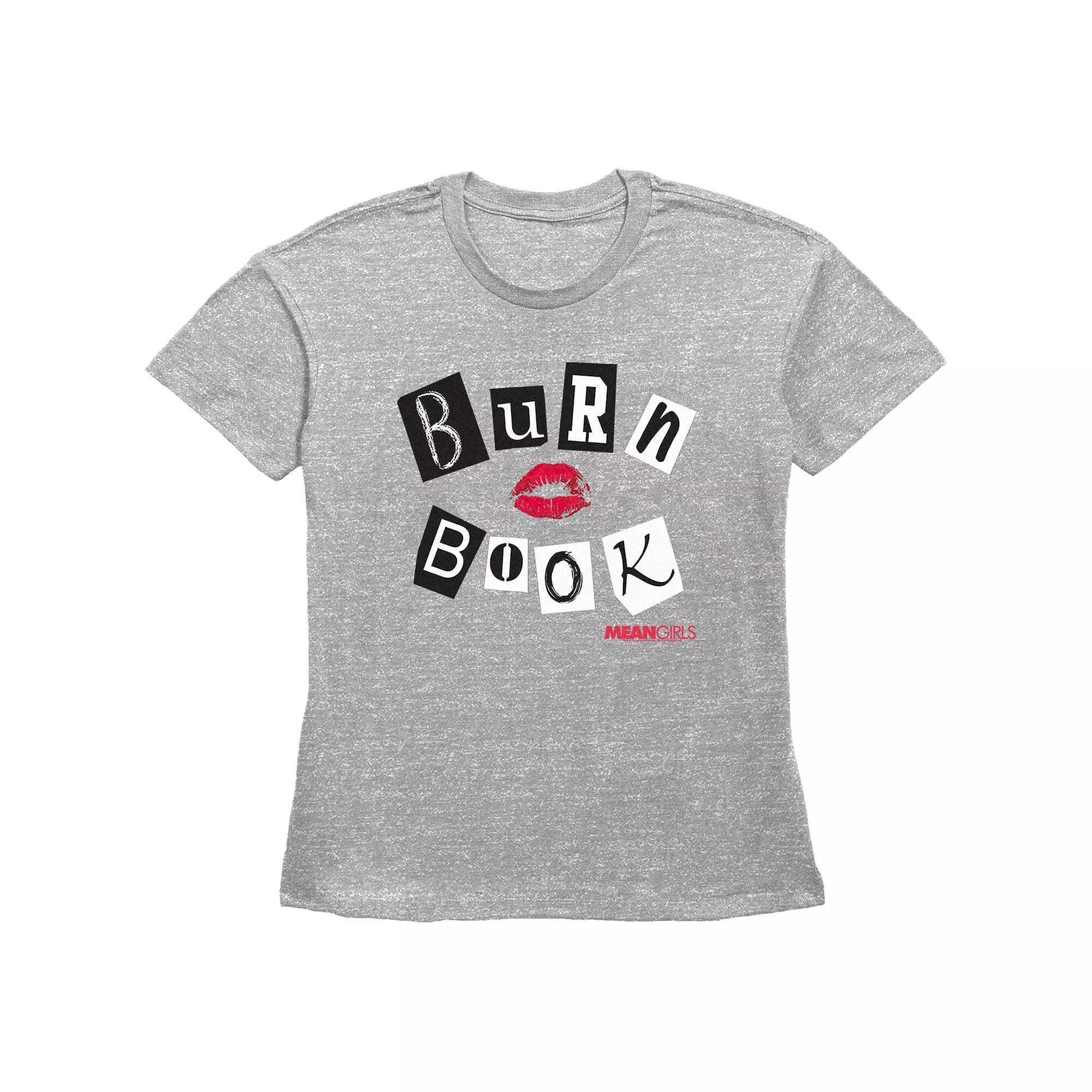 Women's Mean Girls Burn Book Cover Basic Fit Graphic Tee, Girl's, Size: XL, Grey Gray Product Image
