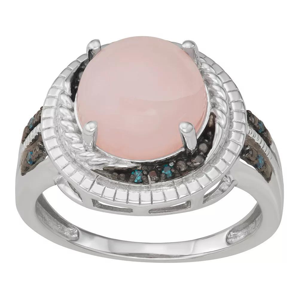 Jewelexcess Sterling Silver Pink Opal & Blue Diamond Accent Ring, Women's, Size: 7 Product Image