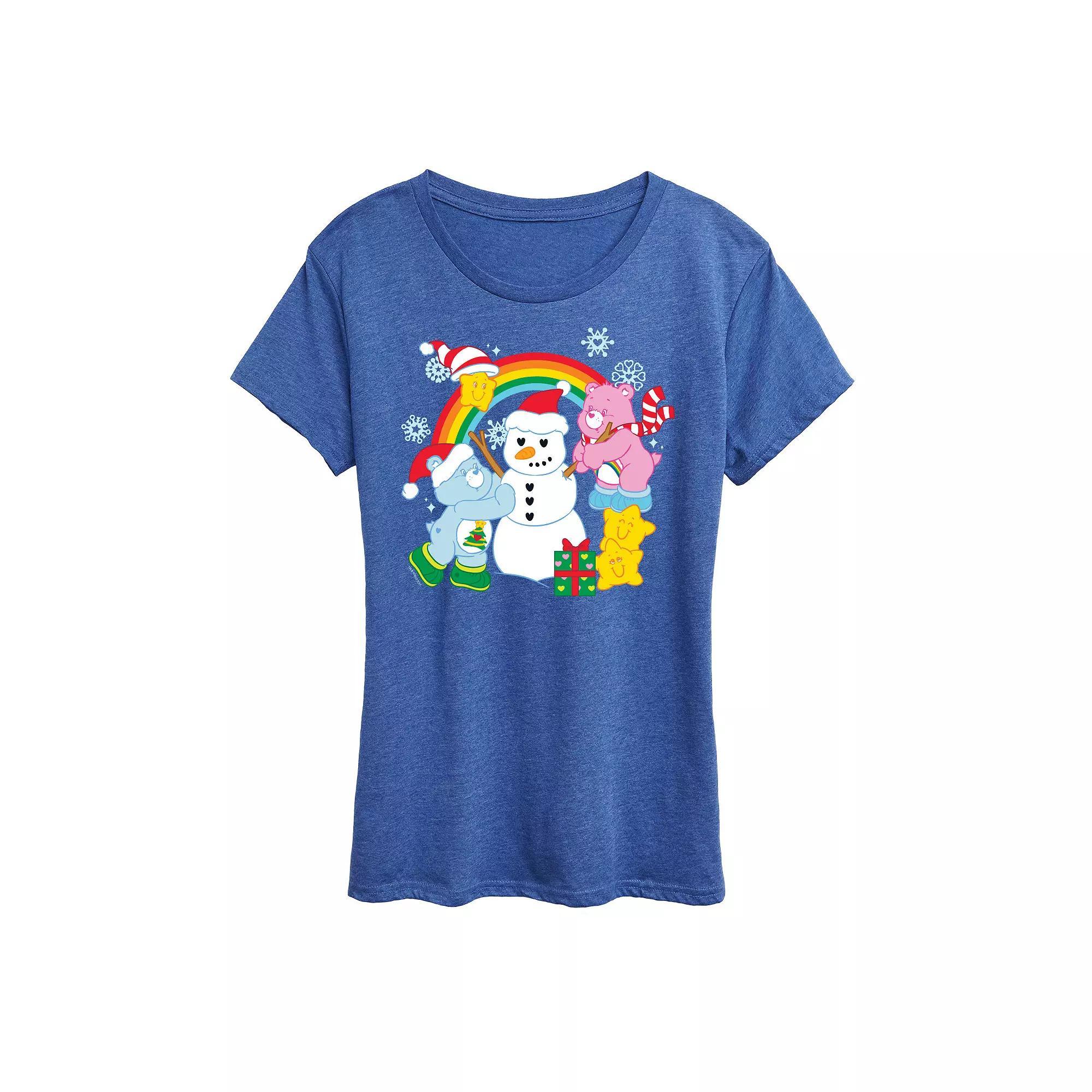 Women's Care Bears Snowman Graphic Tee, Girl's, Size: Large, Grey Royal Blue Product Image