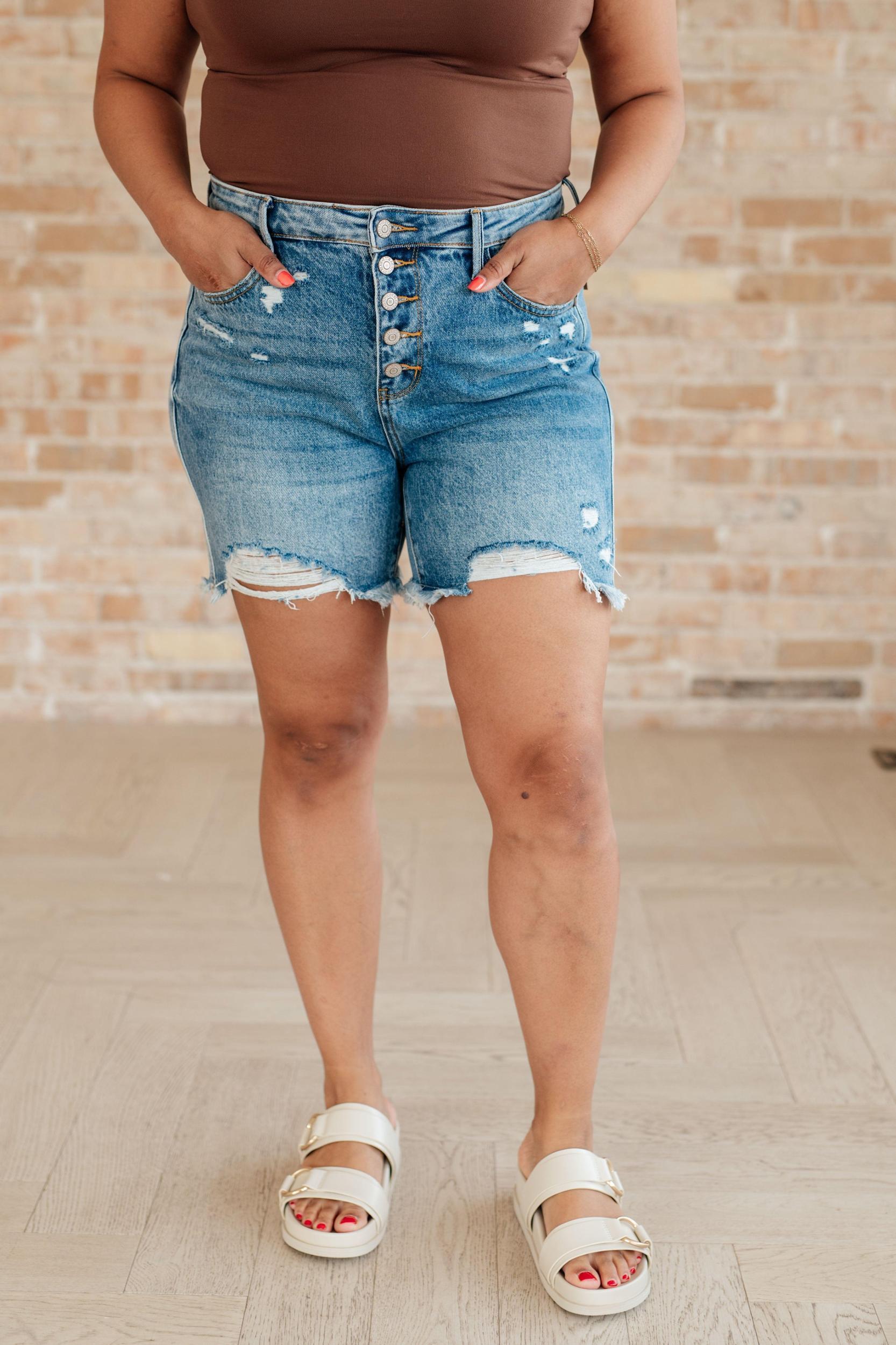 Kara High Rise Rigid Magic Button Fly Cutoff Judy Blue Jeans Shorts - ONLINE EXCLUSIVE! Product Image