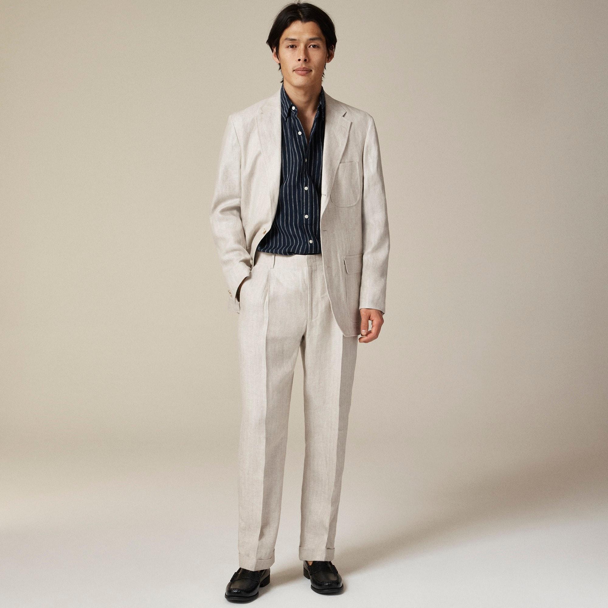 Crosby Classic-fit suit jacket in linen herringbone Product Image