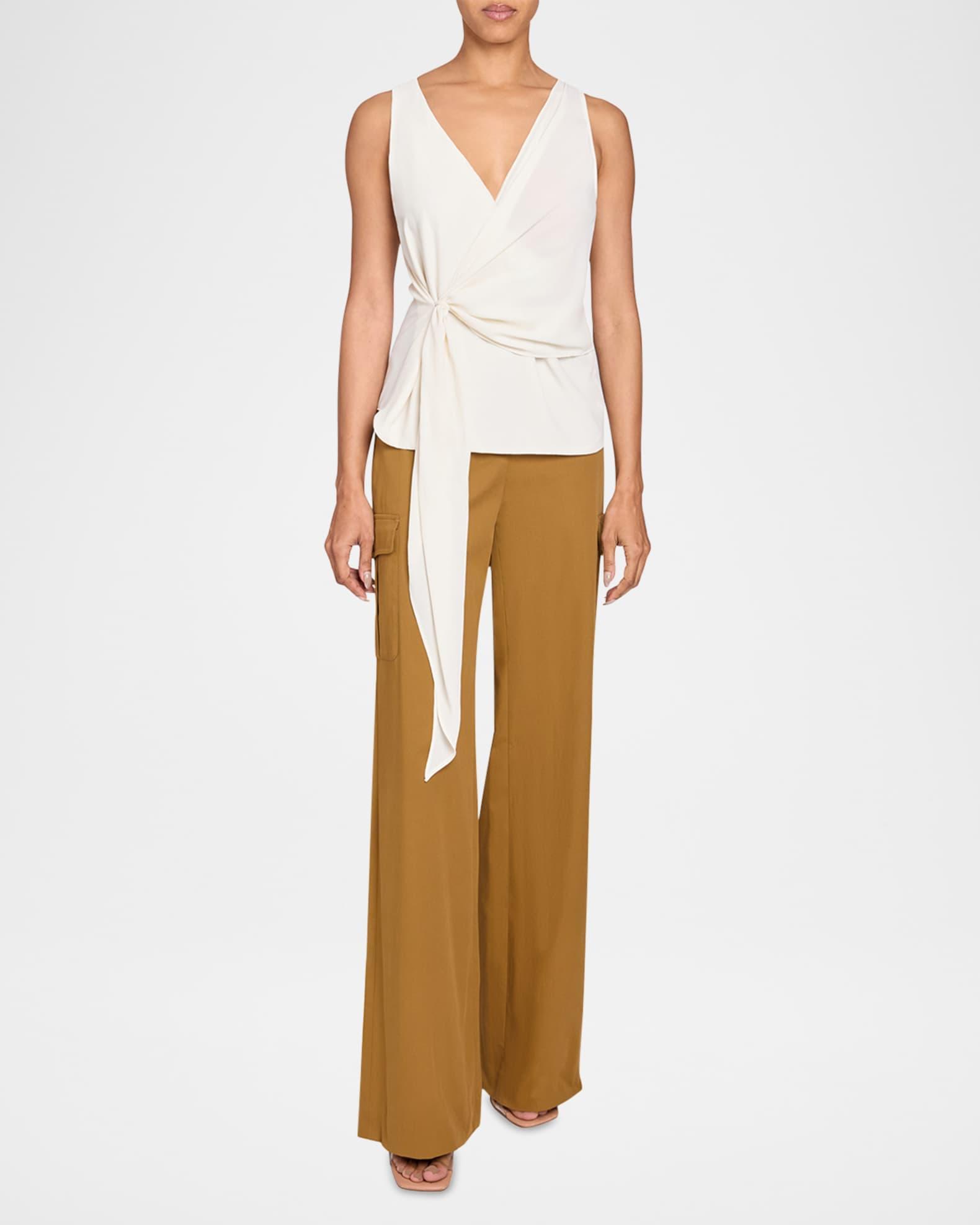 Danna Sleeveless Crepe Wrap Top Product Image