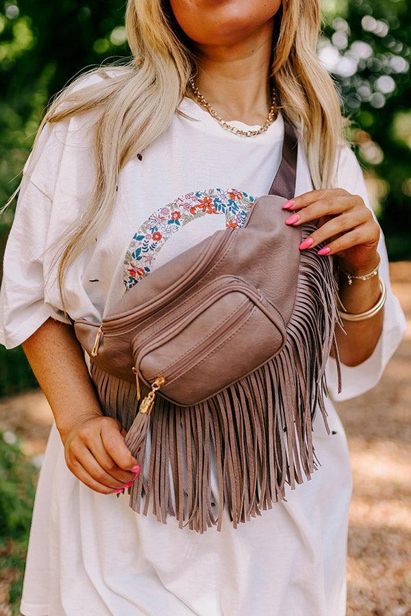 Trip Of My Life Fringe Fanny Pack In Taupe Product Image
