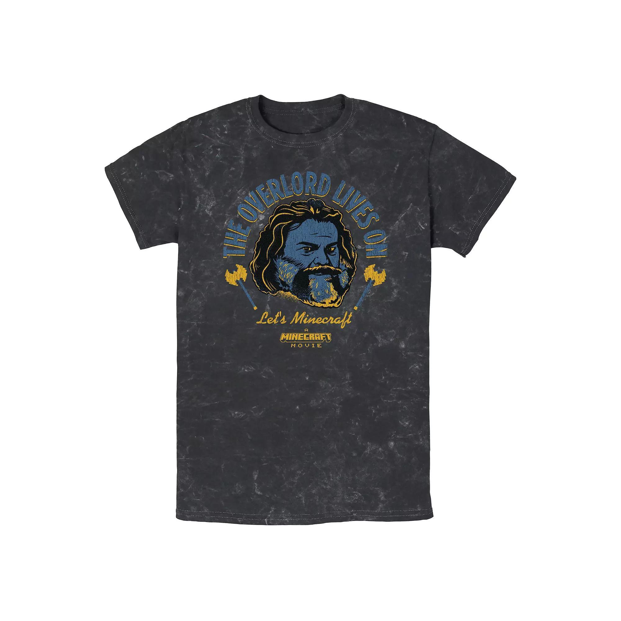 Men's Minecraft Movie The Overlord Lives On Mineral Wash Graphic Tee, Size: Small, Black Product Image