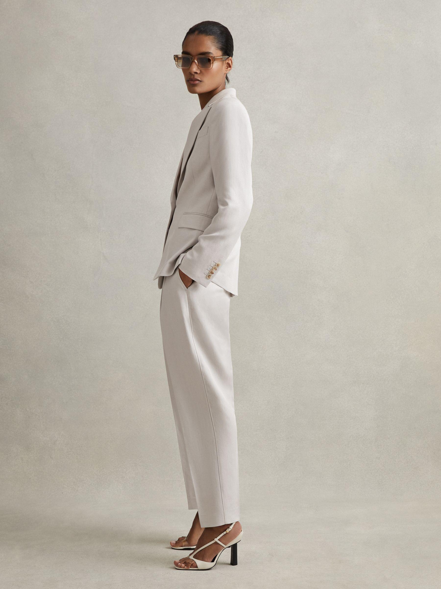 Single Breasted Suit Blazer with TENCEL™ Fibers in Light Grey Product Image
