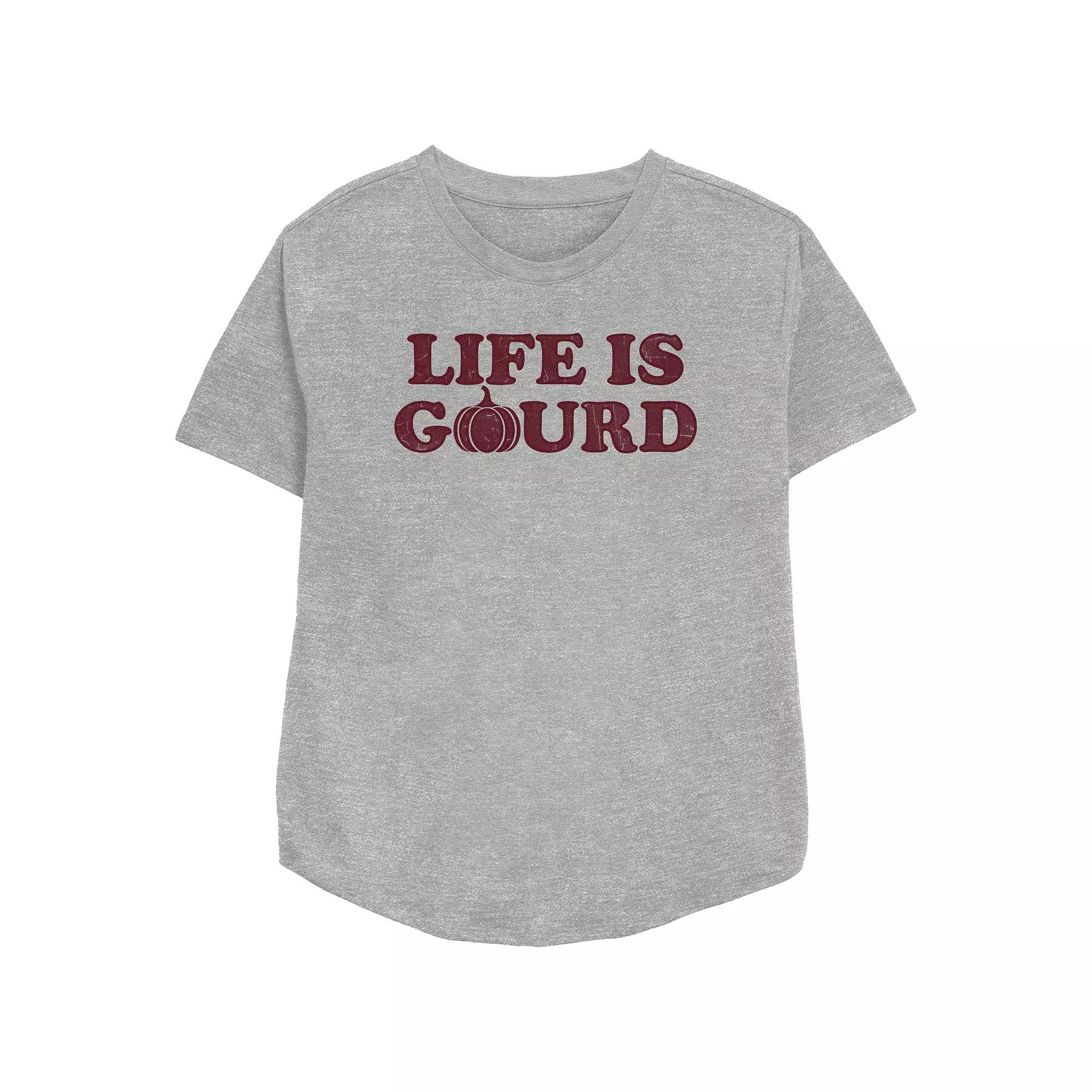 Women's Life Is Gourd Relaxed Fit Graphic Tee, Size: Large, Athletic Grey Product Image