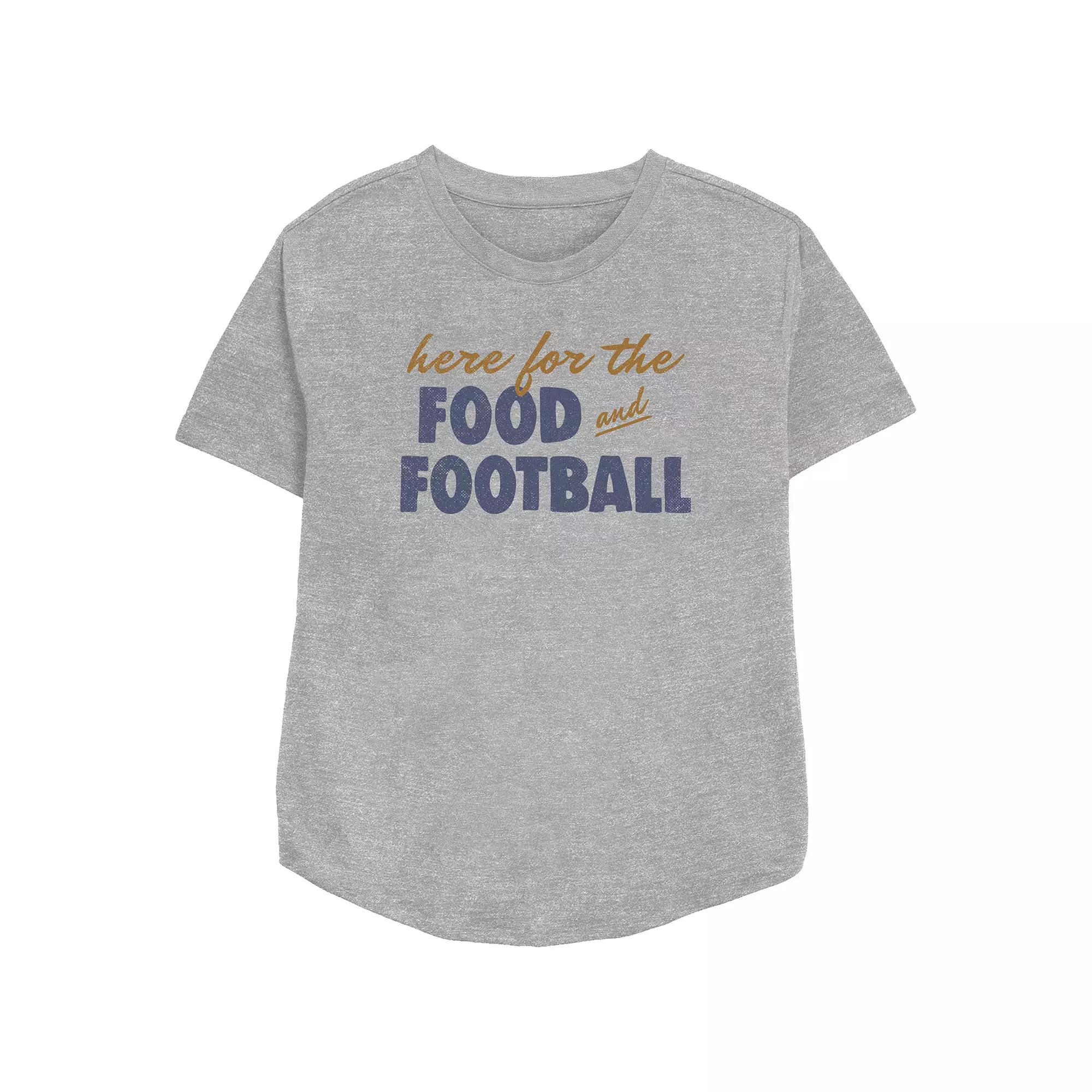 Juniors' We're Here For The Food And Football Relaxed Fit Graphic Tee, Women's, Size: Small, Athletic Grey Product Image