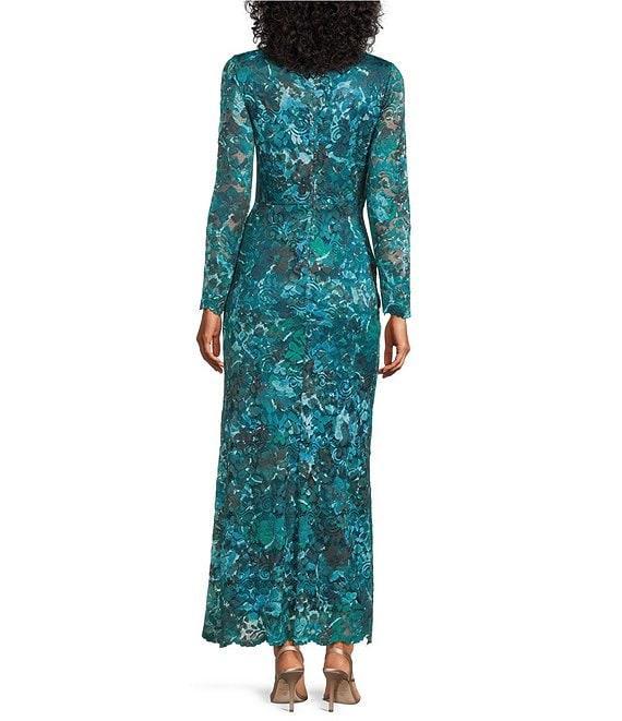 Marina Lace Detail V-Neck Long Sleeve Wrap Dress Product Image