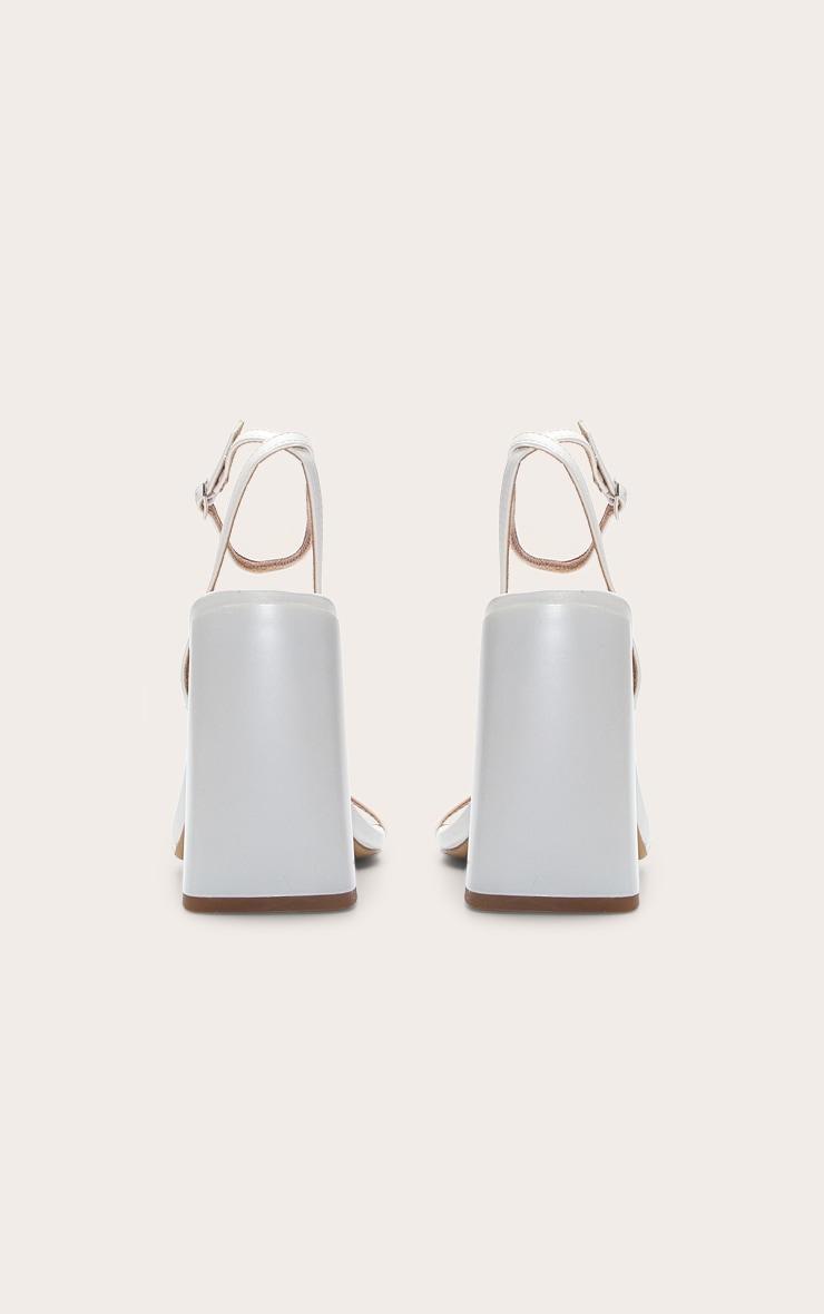 White Square Toe High Block Heeled Sandals Product Image