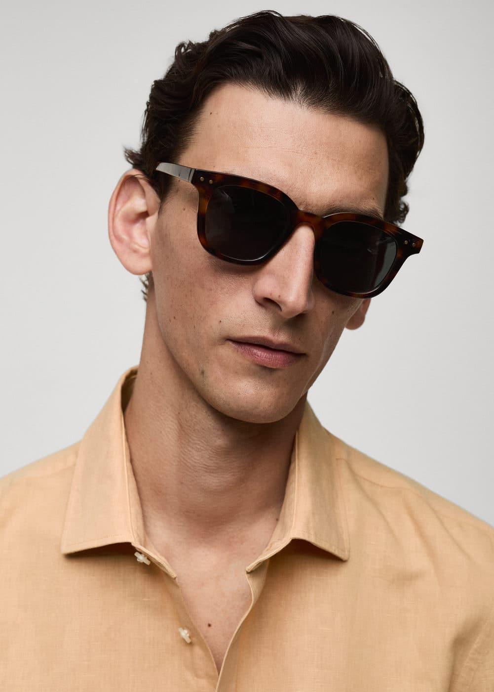 Mango Mens Slim Fit Linen Blend Shirt Product Image