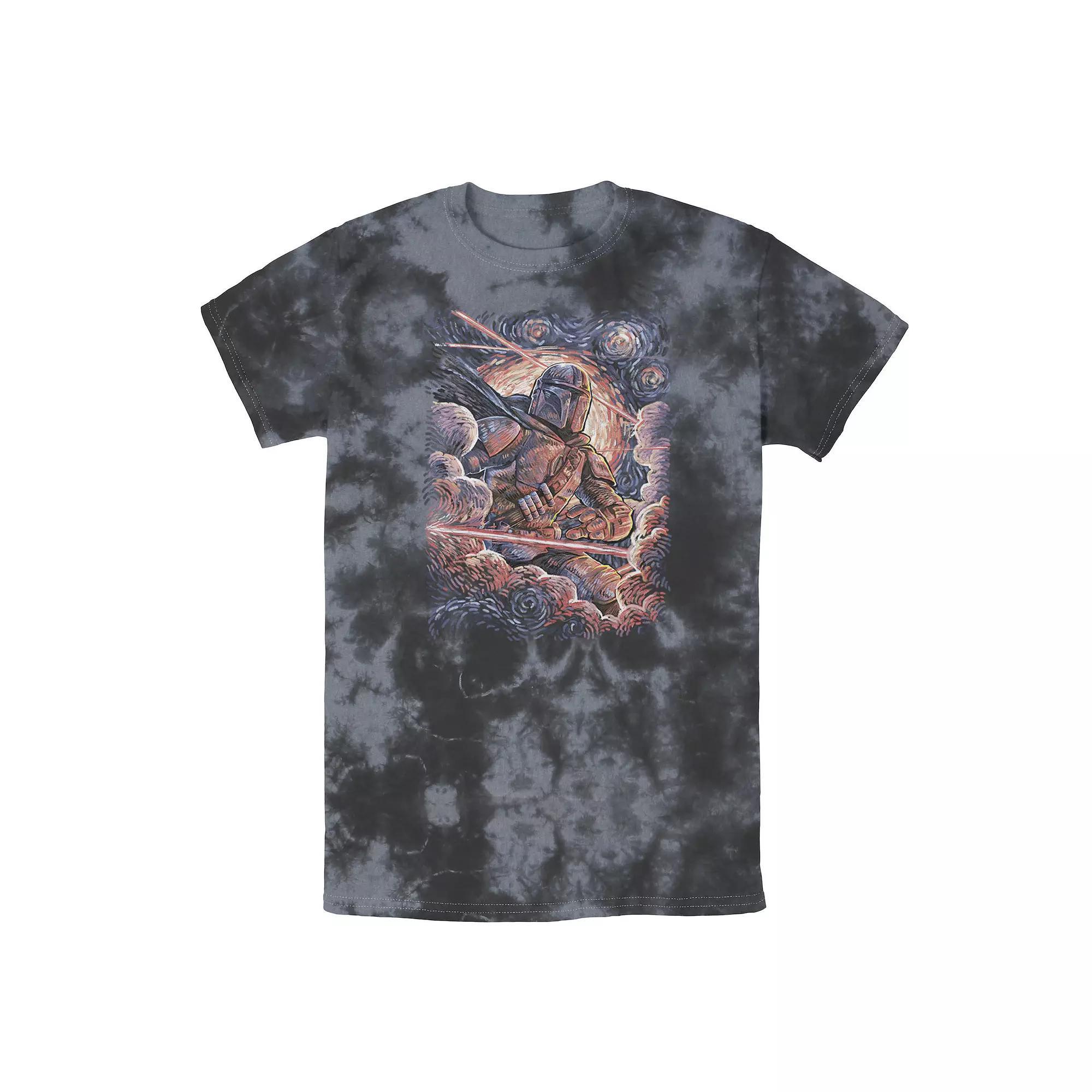 Men's Star Wars The Mandalorian Starry Night Style Portrait Tee, Boy's, Size: Large, Black Grey Product Image