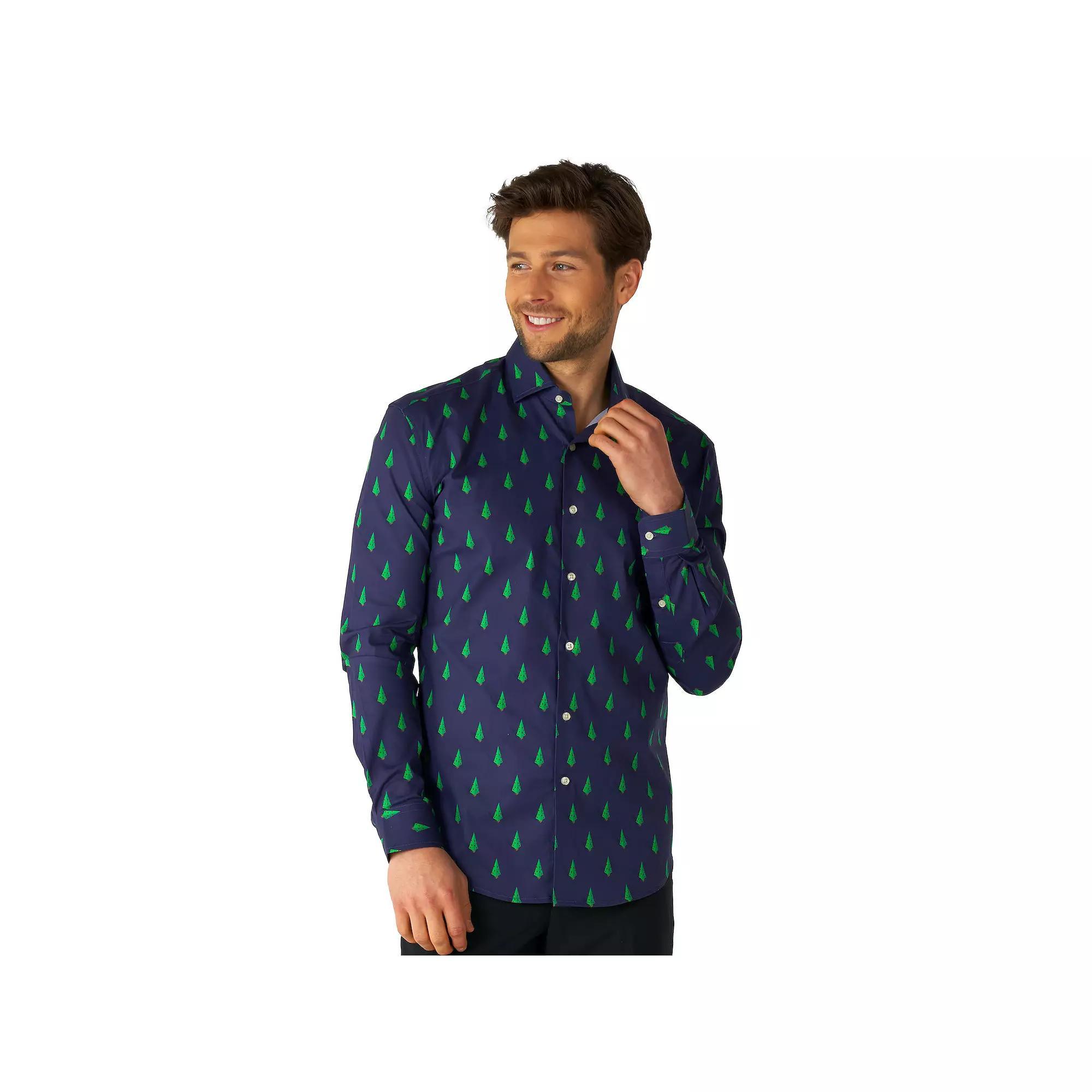 Men's OppoSuits Christmas Icons Button-Down Shirt, Size: XXL, Treedee Blue Product Image