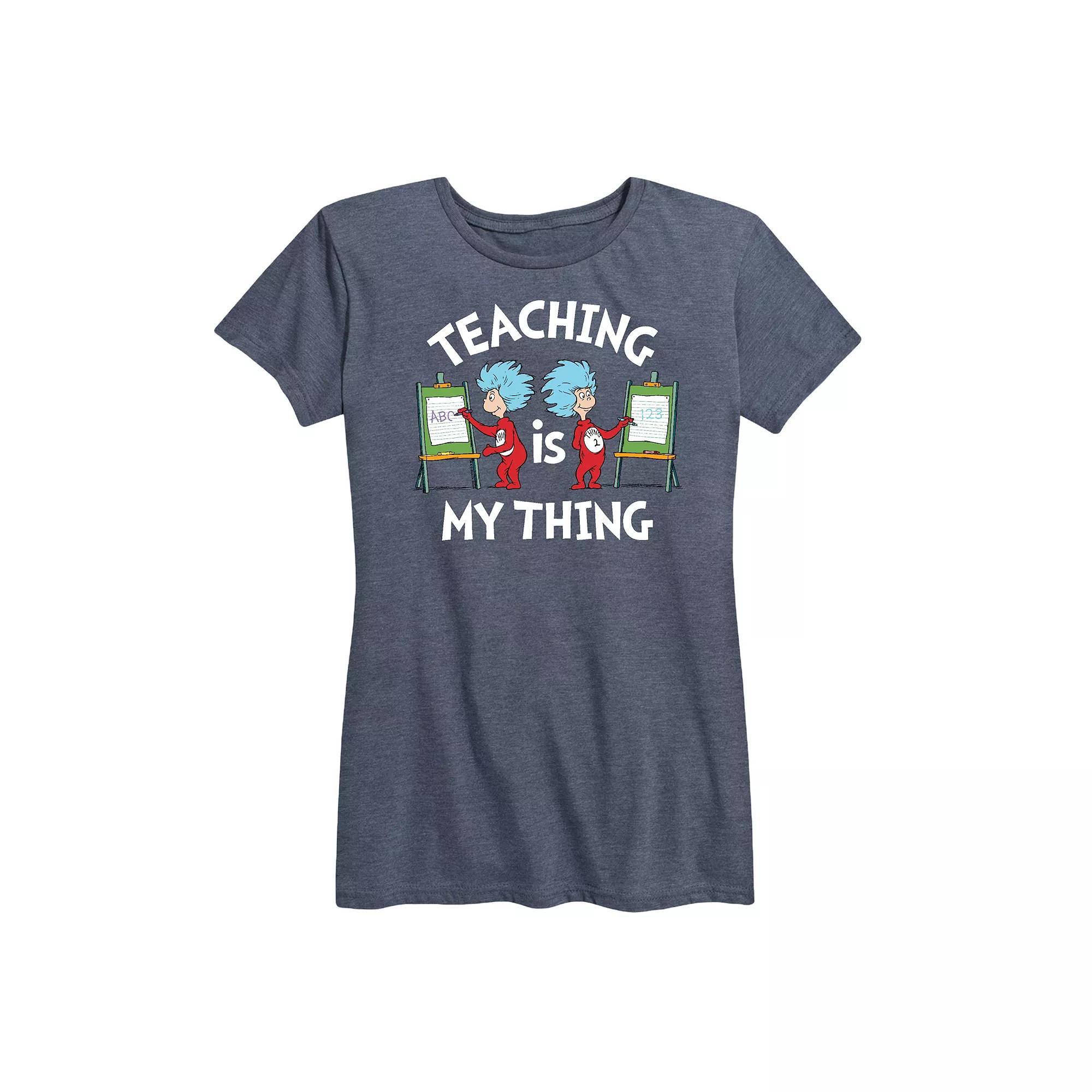 Women's Dr. Seuss Teaching Is My Thing Graphic Tee, Girl's, Size: XL, Grey Gray Product Image