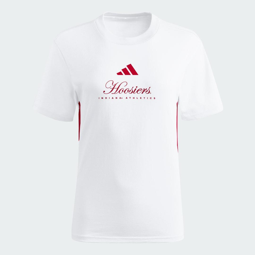 adidas Kansas Jayhawks Essentials 3-Stripes Tee White XL Womens Product Image