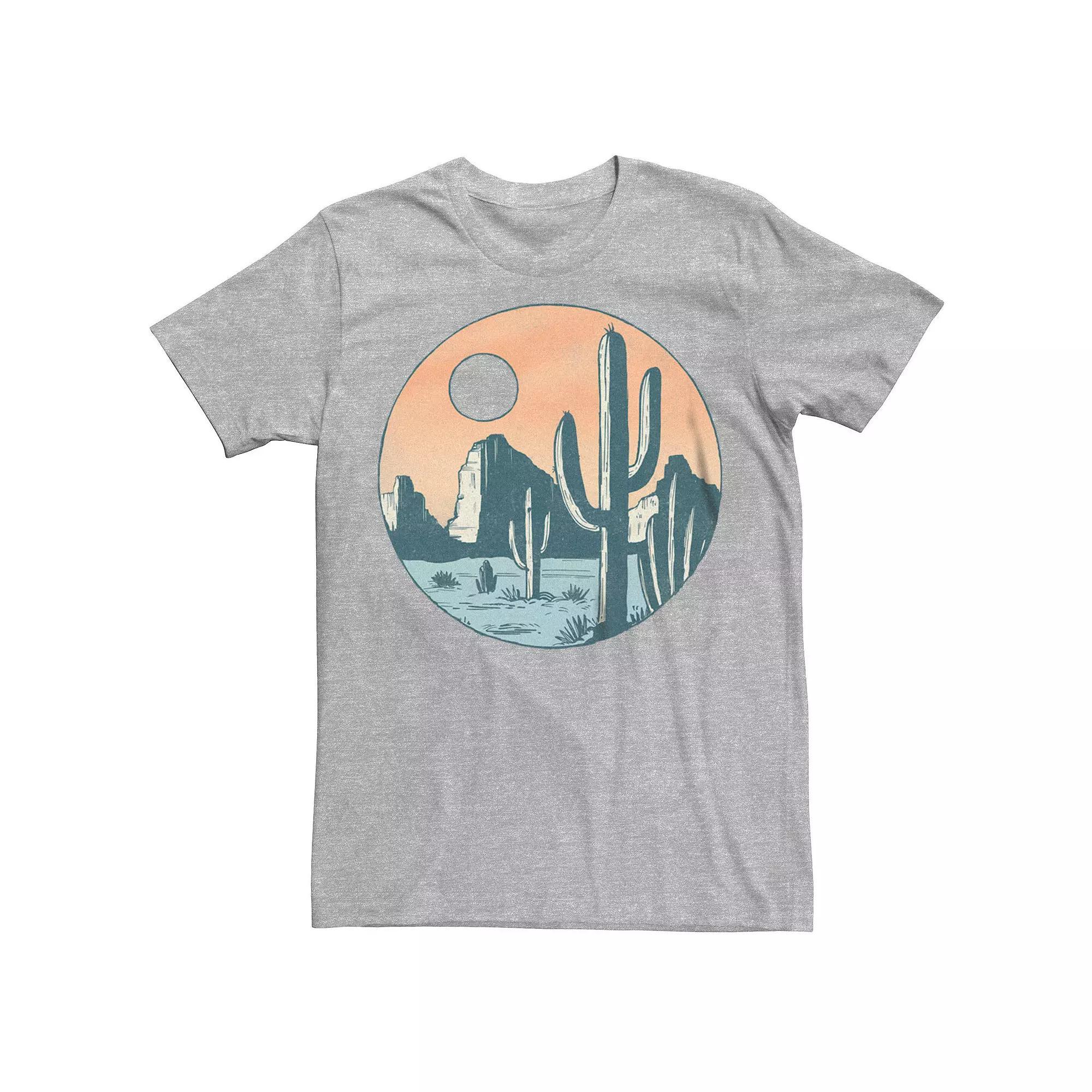 Men's Cacti Desert Landscape Sunset Graphic Tee, Size: XL, Athletic Grey Product Image