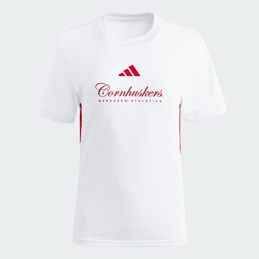 adidas Kansas Jayhawks Essentials 3-Stripes Tee White XL Womens Product Image