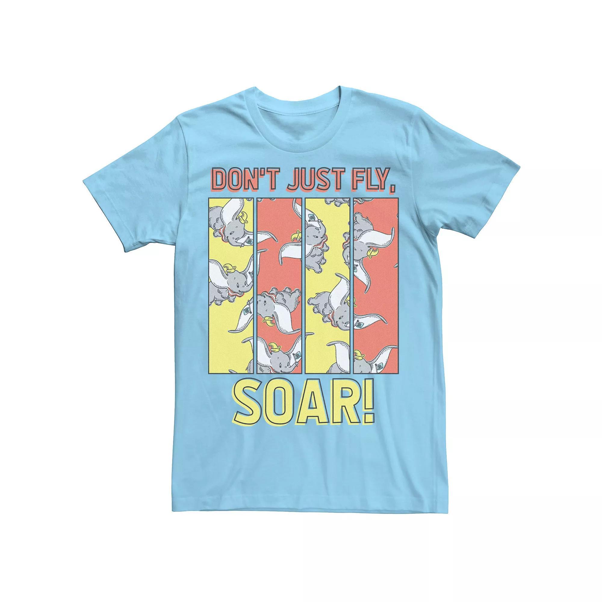 Disney's Dumbo Men's Don't Just Fly, Soar! Collage Vintage Poster Tee, Size: Medium, Light Blue Product Image
